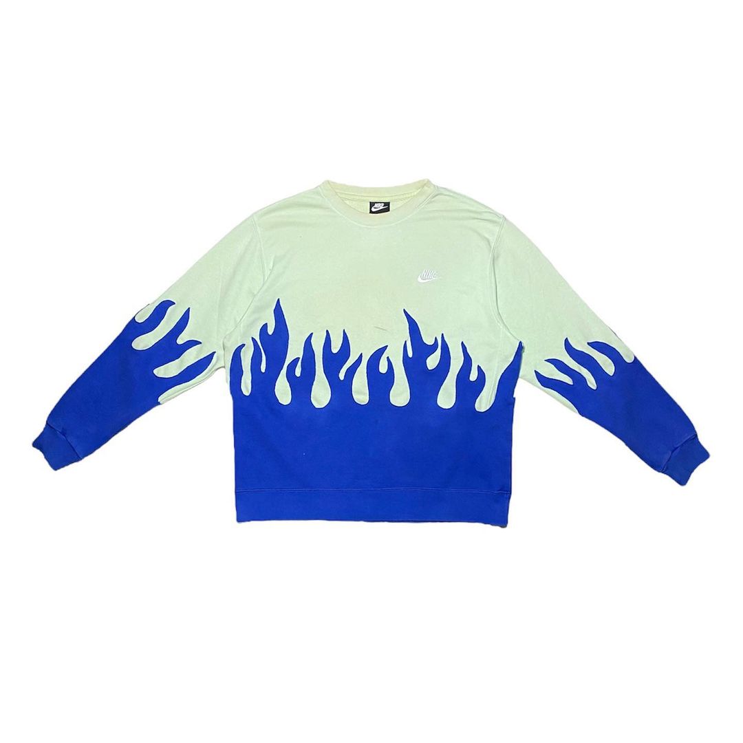 Reworked Nike Flames Sweatshirt Blue