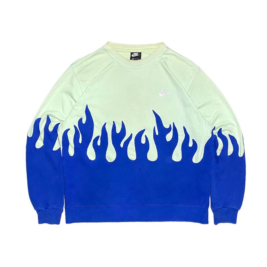 Reworked Nike Flames Sweatshirt Blue