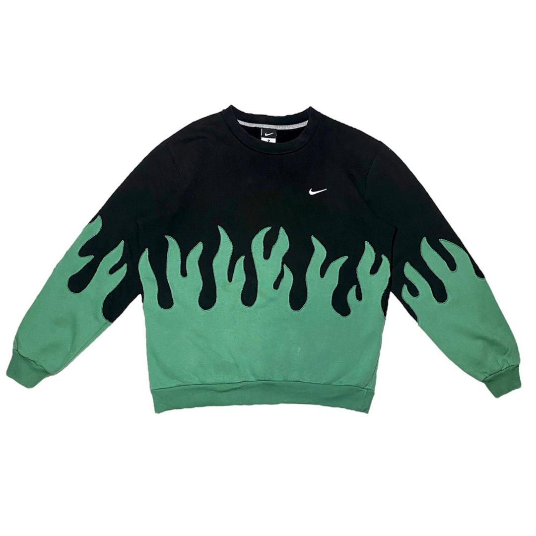 Reworked Nike Flames Sweatshirt Green