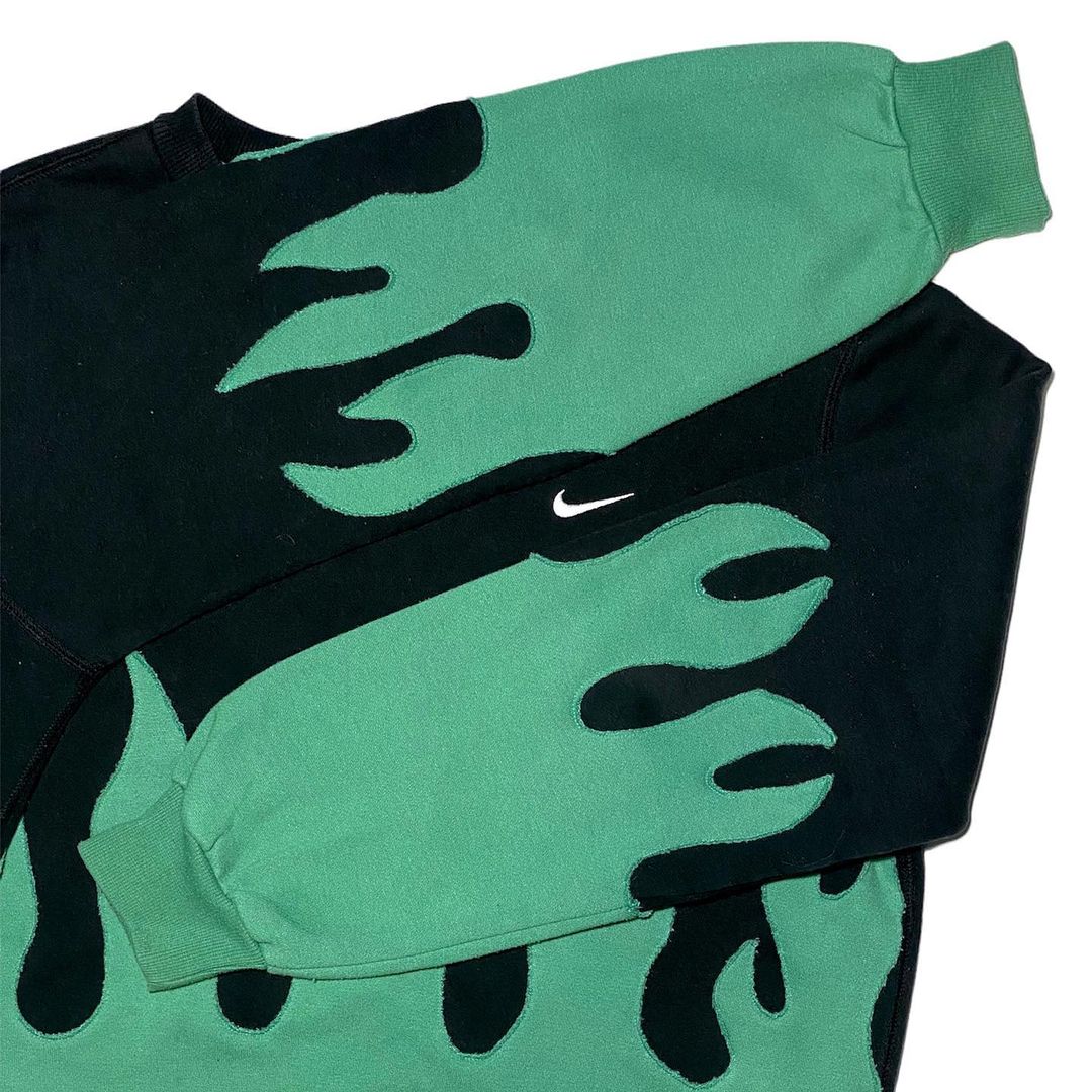 Reworked Nike Flames Sweatshirt Green