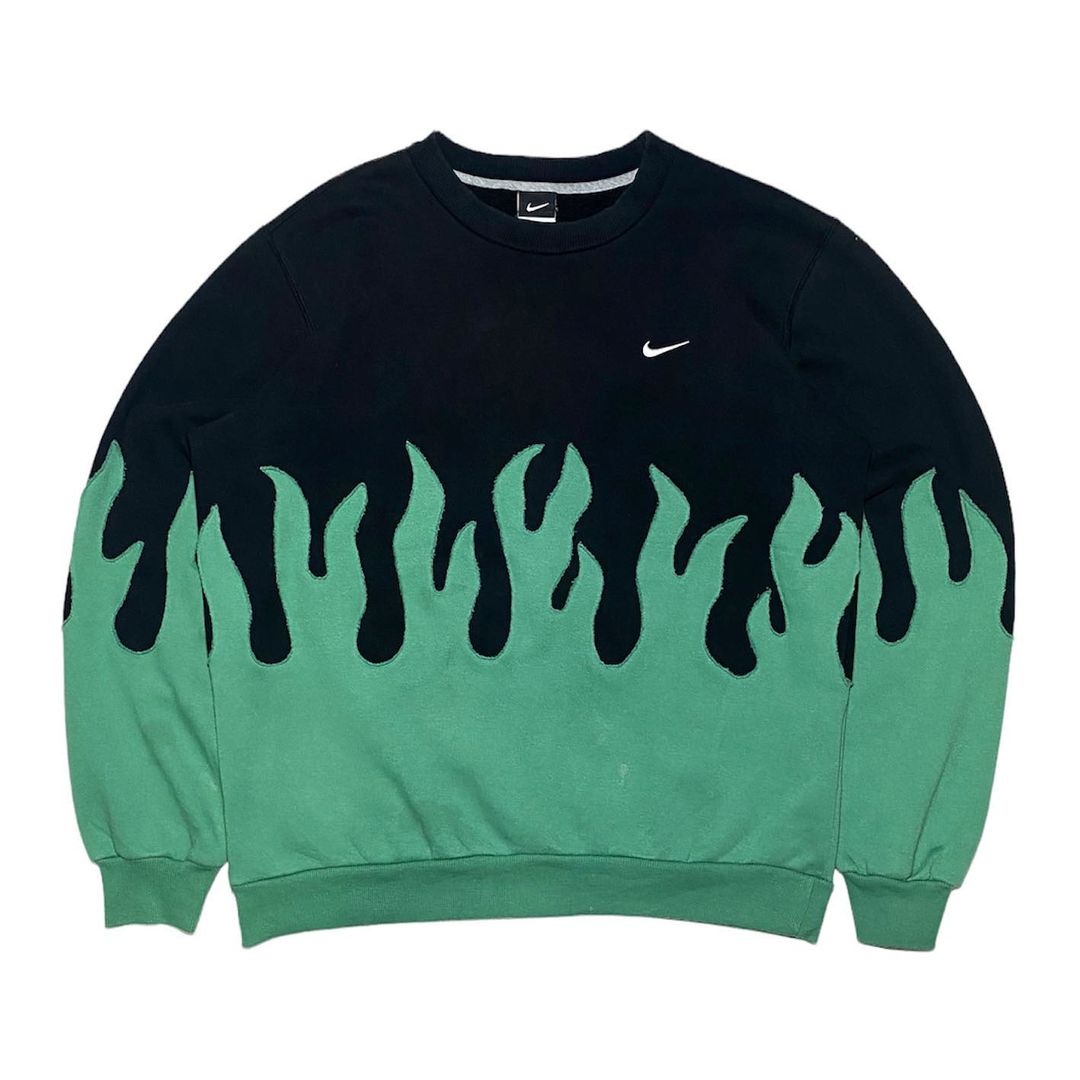 Reworked Nike Flames Sweatshirt Green