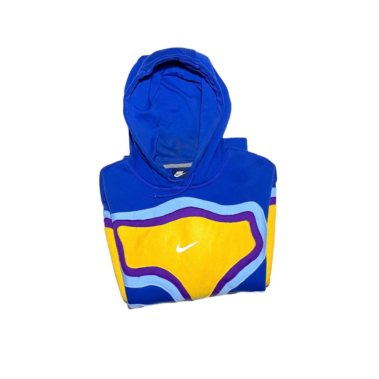 Reworked Nike Thermal Hoodie Blue/Violet/Yellow