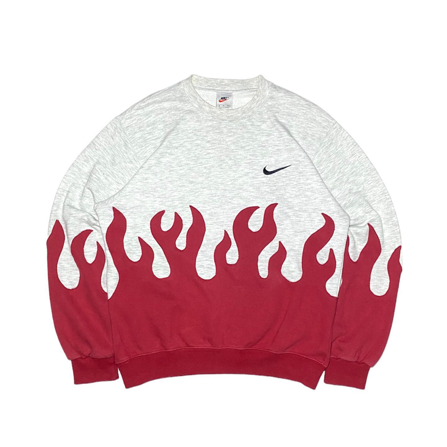 Reworked Nike Flames Sweatshirt Red