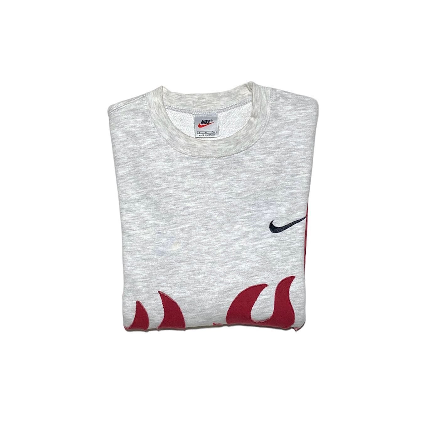 Reworked Nike Flames Sweatshirt Red