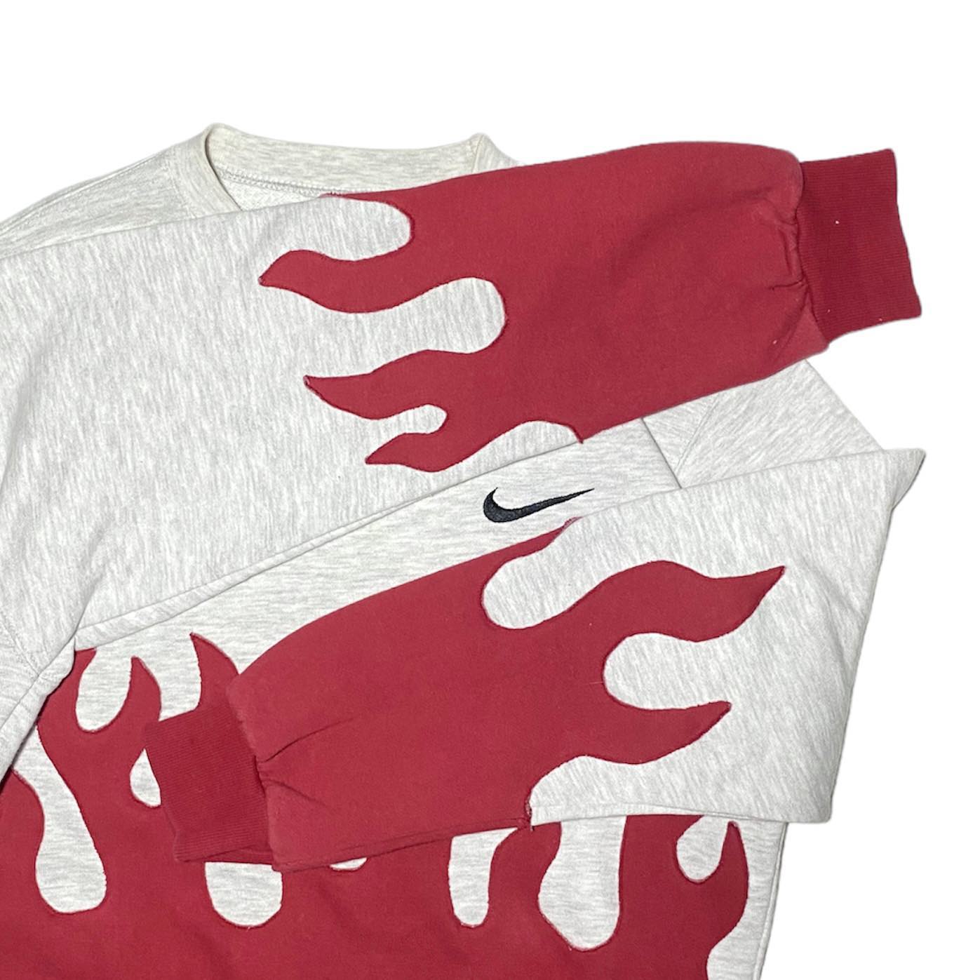 Reworked Nike Flames Sweatshirt Red