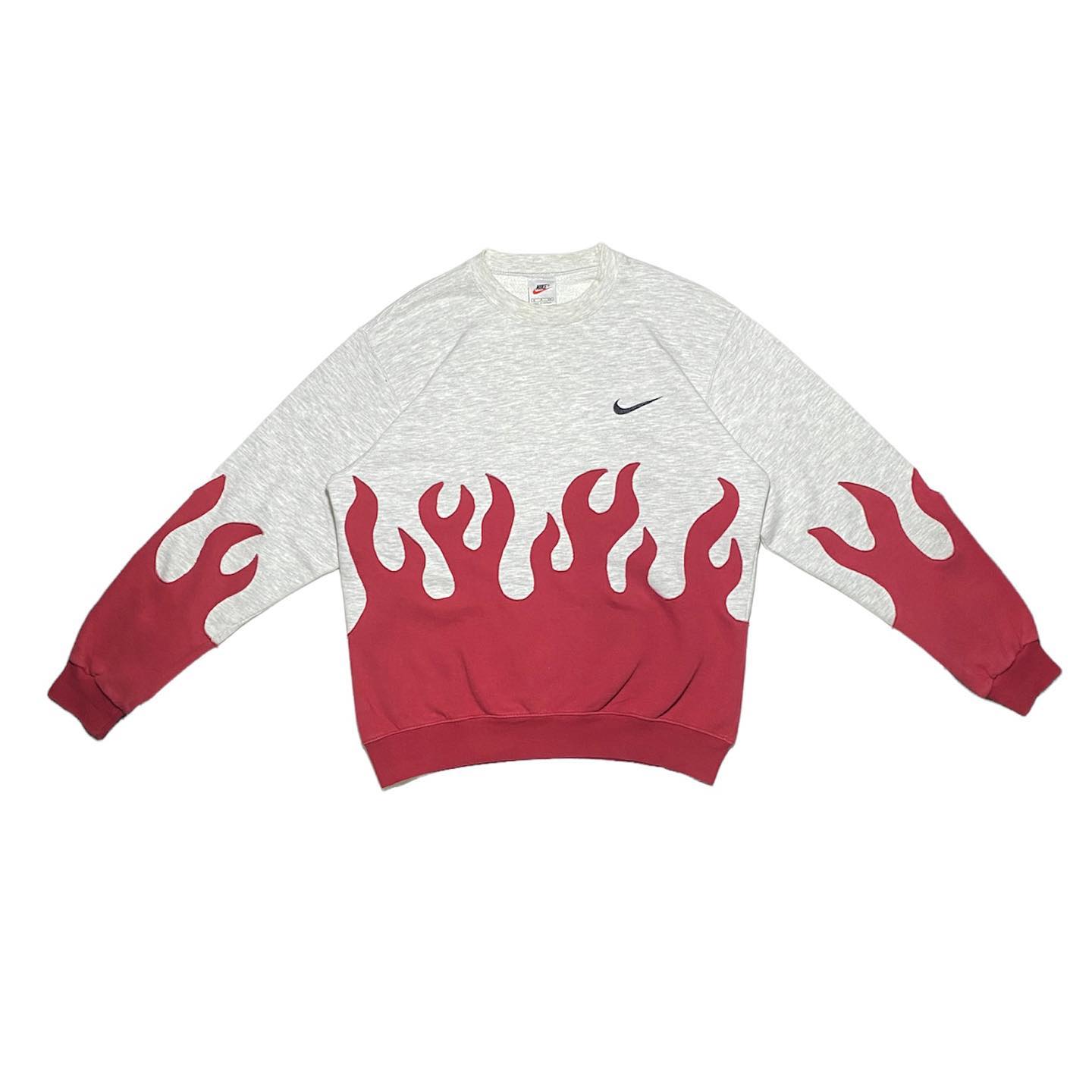 Reworked Nike Flames Sweatshirt Red