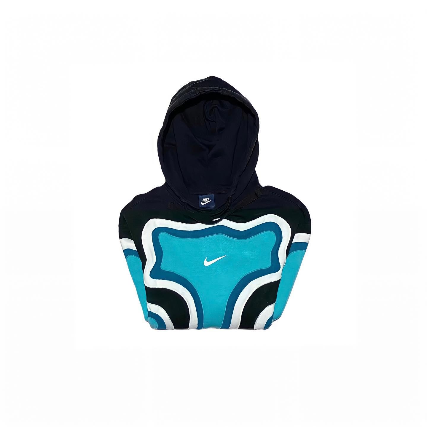 Reworked Nike Thermal Hoodie Black/White/Blue