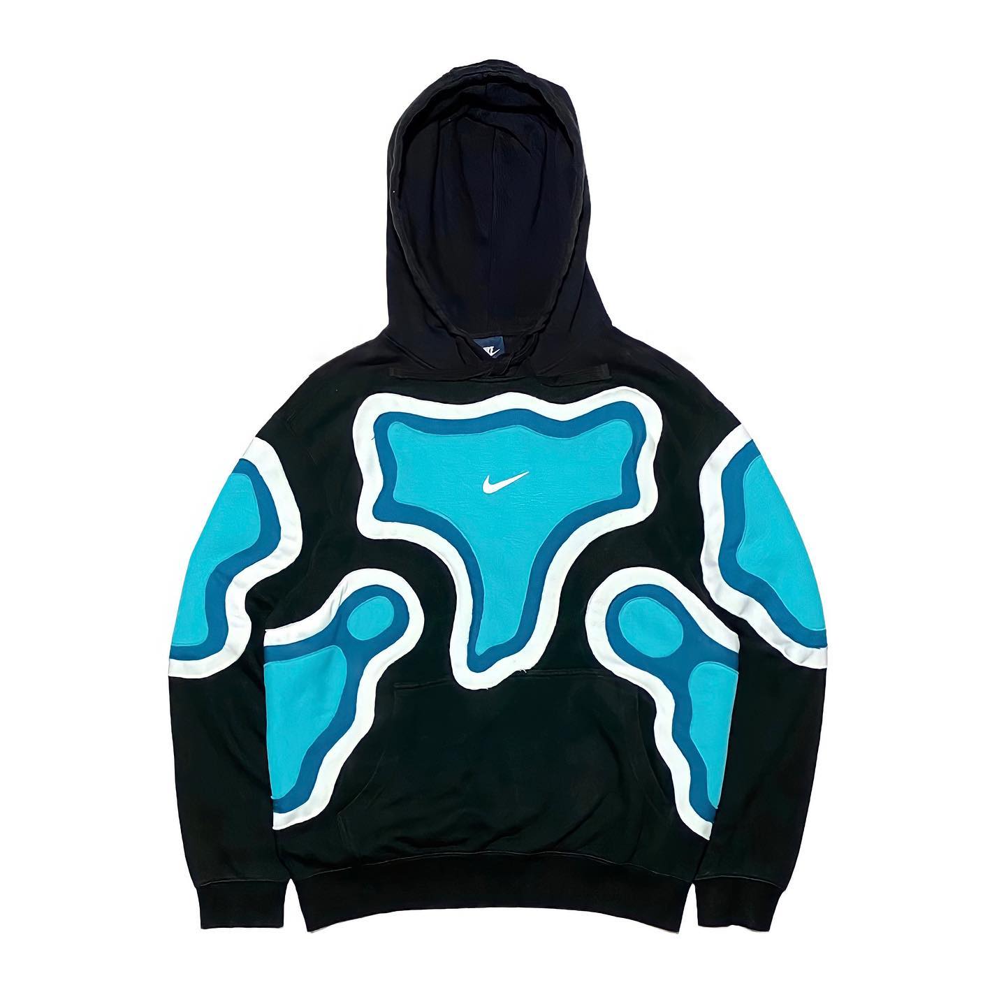 Reworked Nike Thermal Hoodie Black/White/Blue