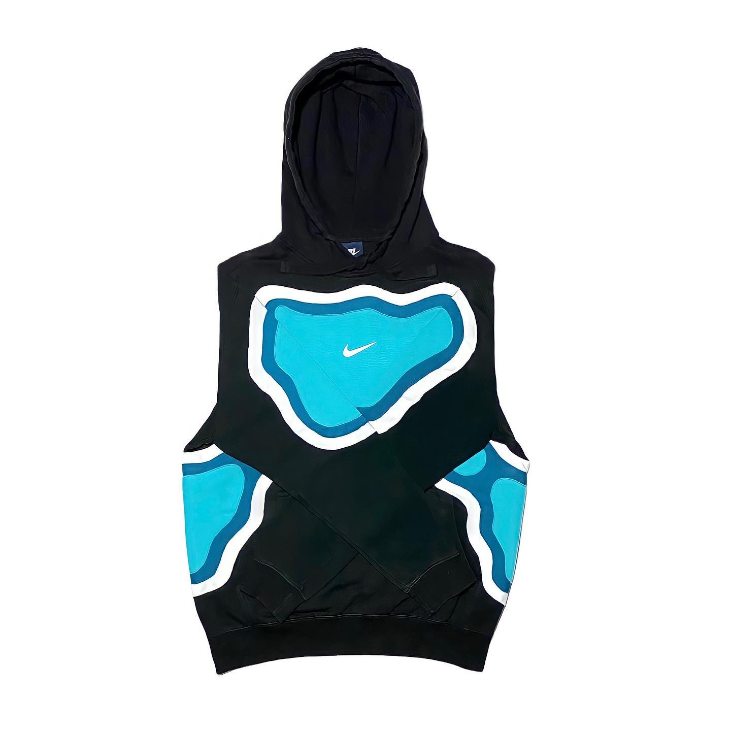 Reworked Nike Thermal Hoodie Black/White/Blue