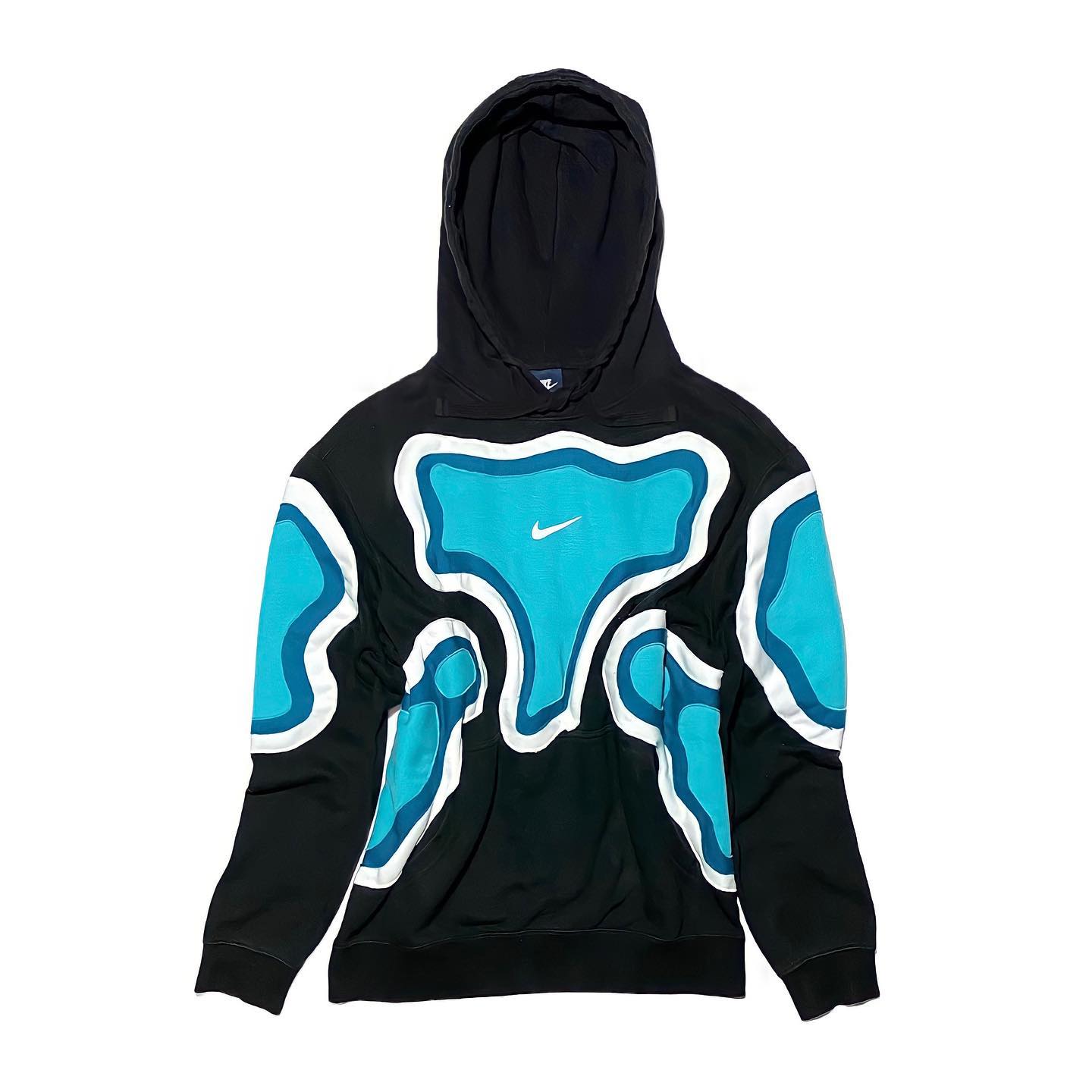 Reworked Nike Thermal Hoodie Black/White/Blue