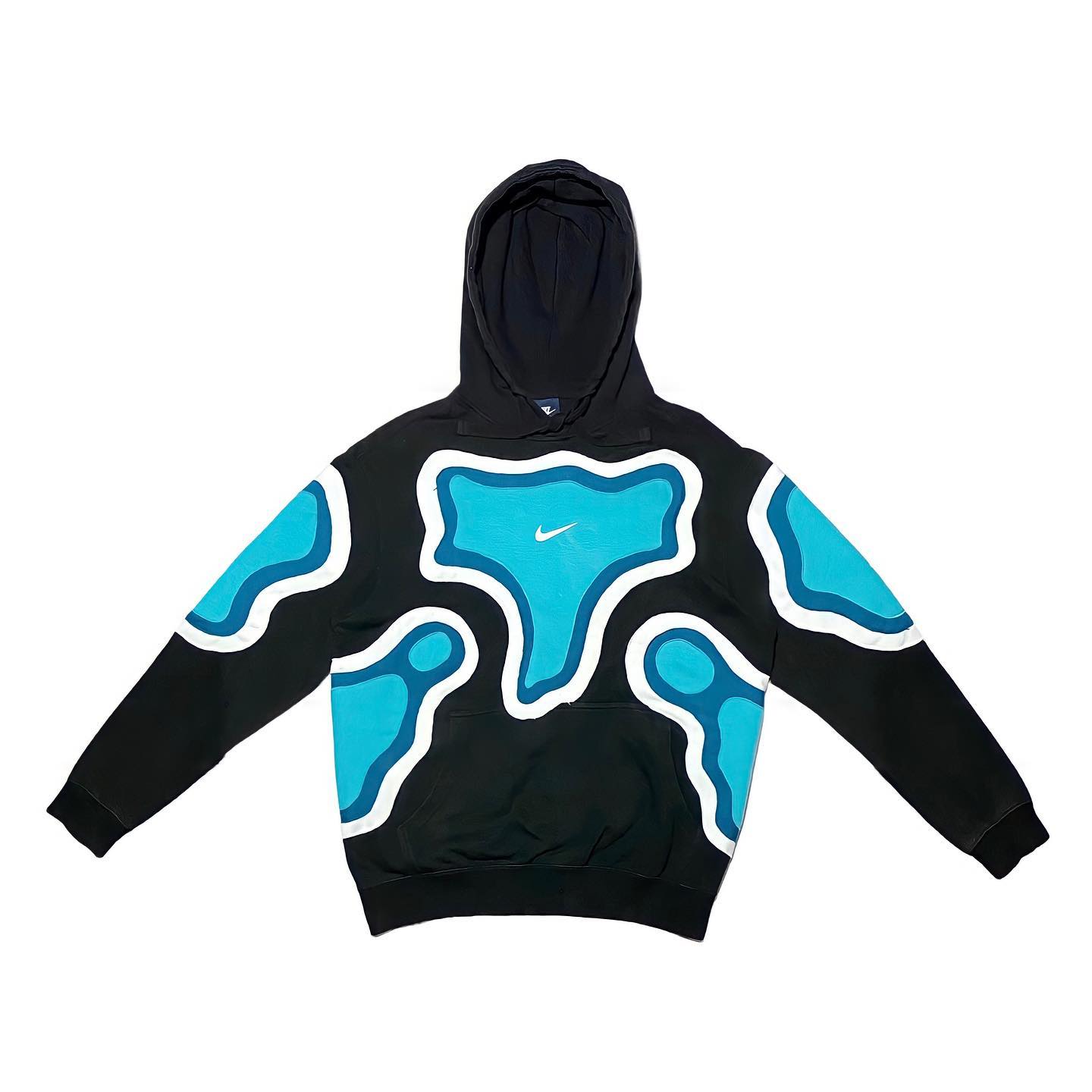 Reworked Nike Thermal Hoodie Black/White/Blue