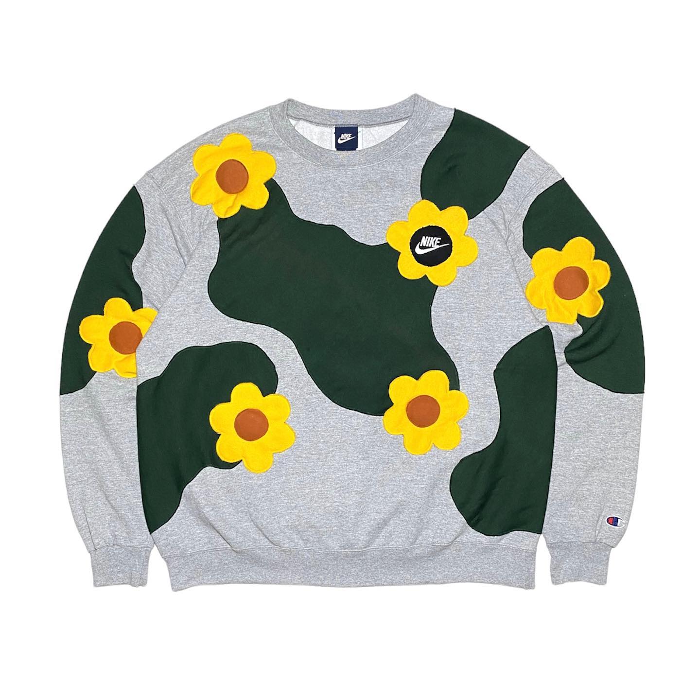 Reworked Nike Sunflower Sweatshirt Gray