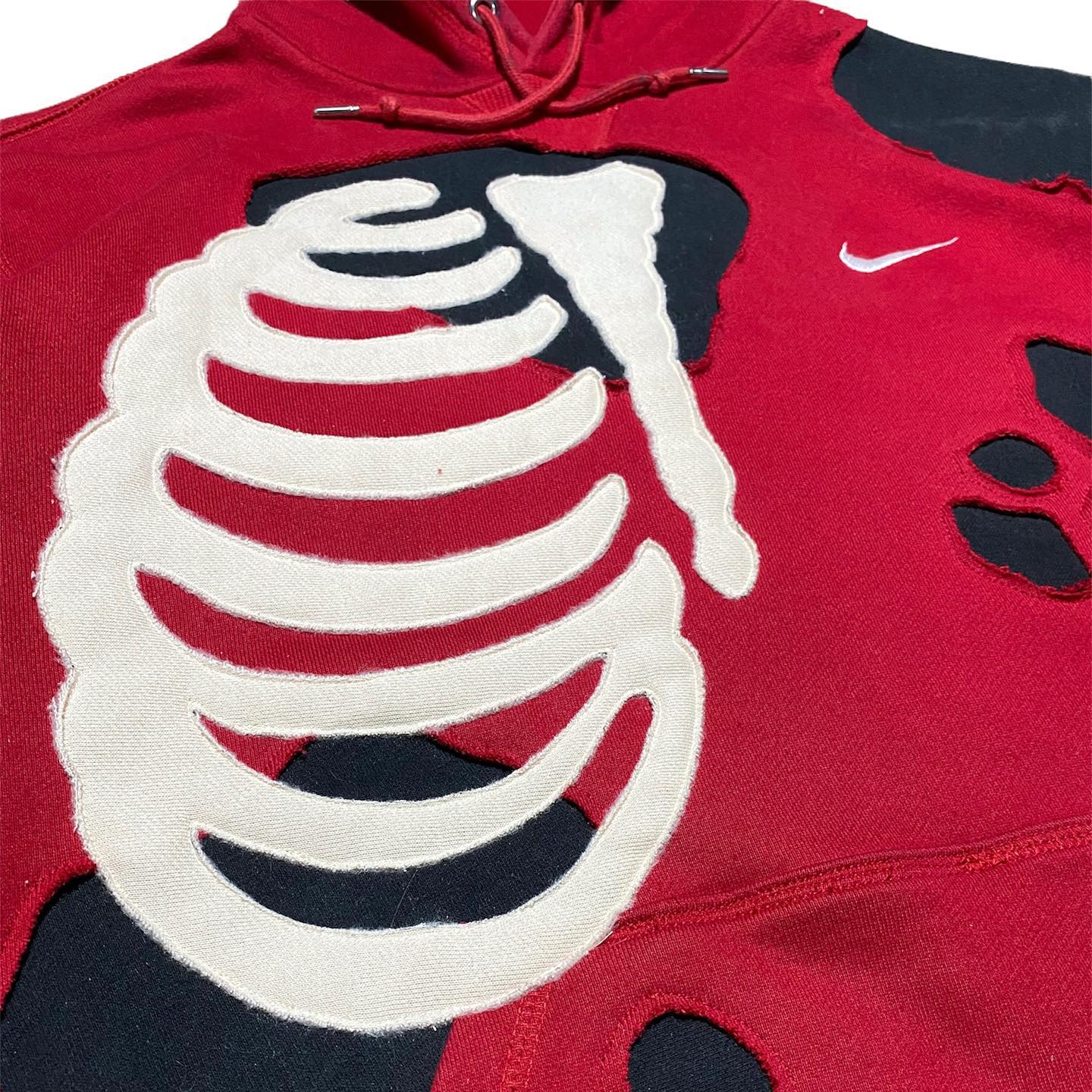 Reworked Nike Skeleton Hoodie Red/Black