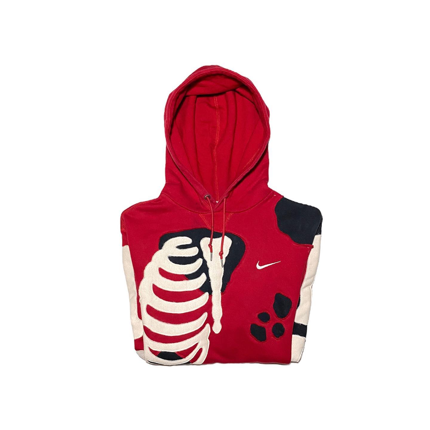 Reworked Nike Skeleton Hoodie Red/Black