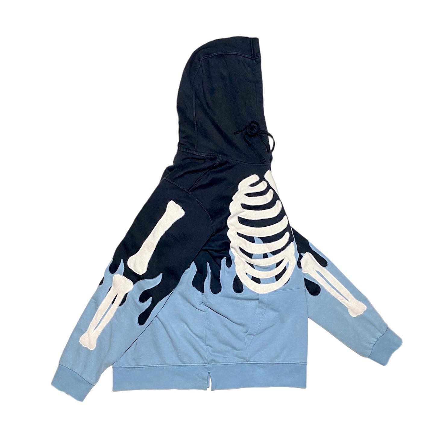 Reworked Nike Skeleton Flames Hoodie Skyblue