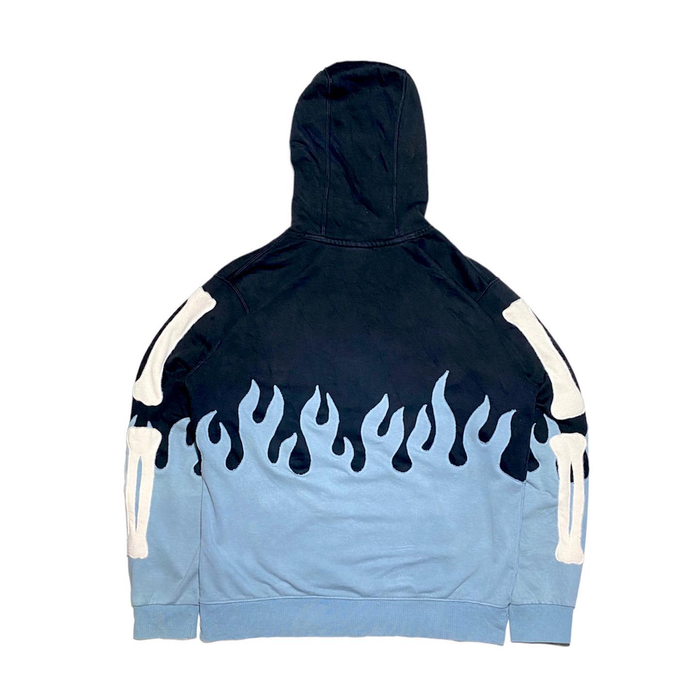 Reworked Nike Skeleton Flames Hoodie Skyblue