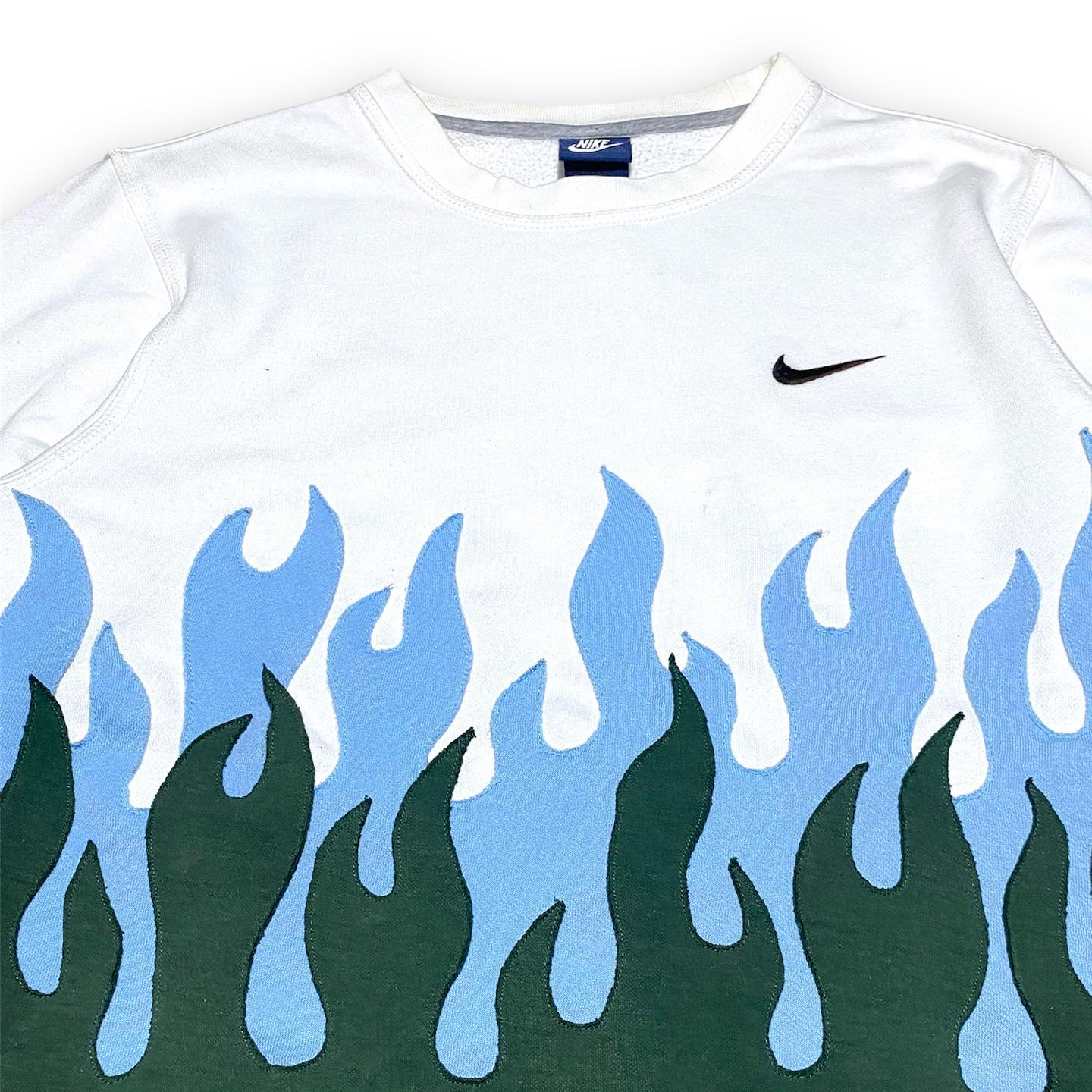 Reworked Nike Flames Sweatshirt Blue/Green