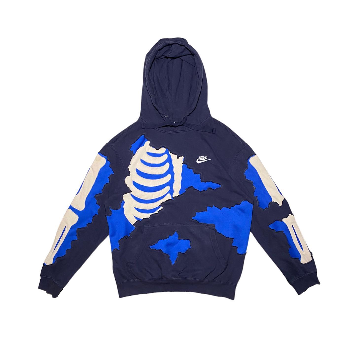 Reworked Nike Rip Skeleton Hoodie Black/Blue