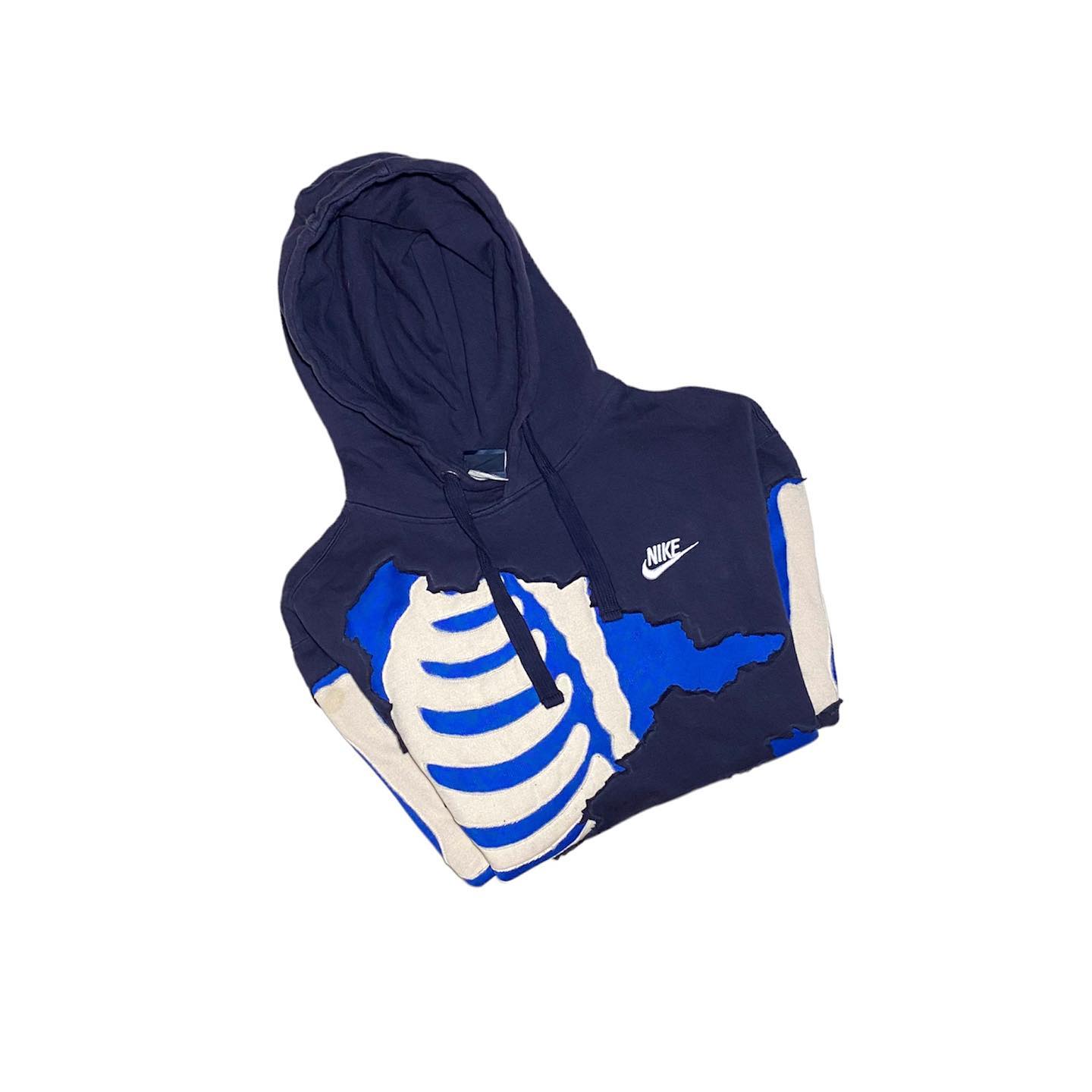 Reworked Nike Rip Skeleton Hoodie Black/Blue