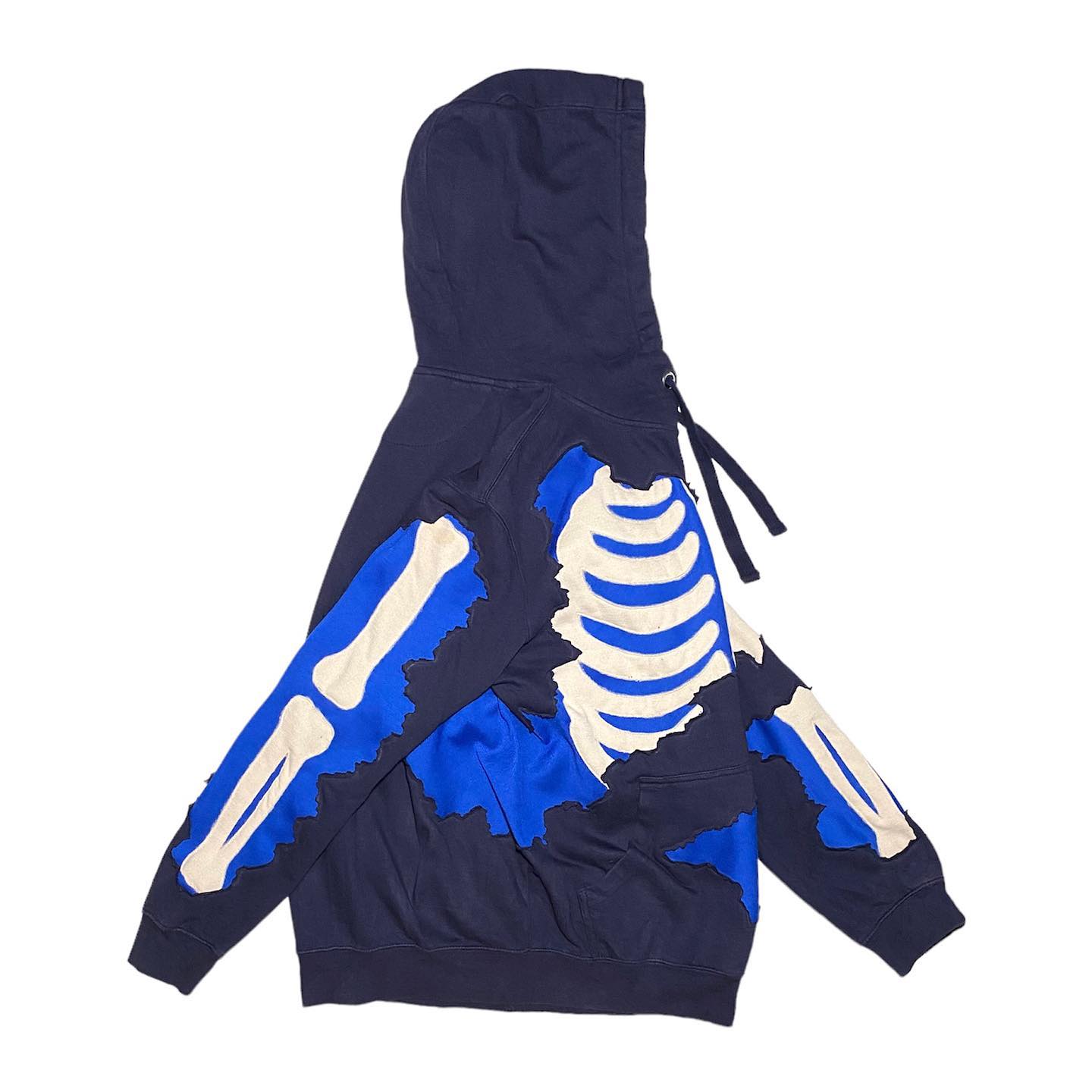 Reworked Nike Rip Skeleton Hoodie Black/Blue