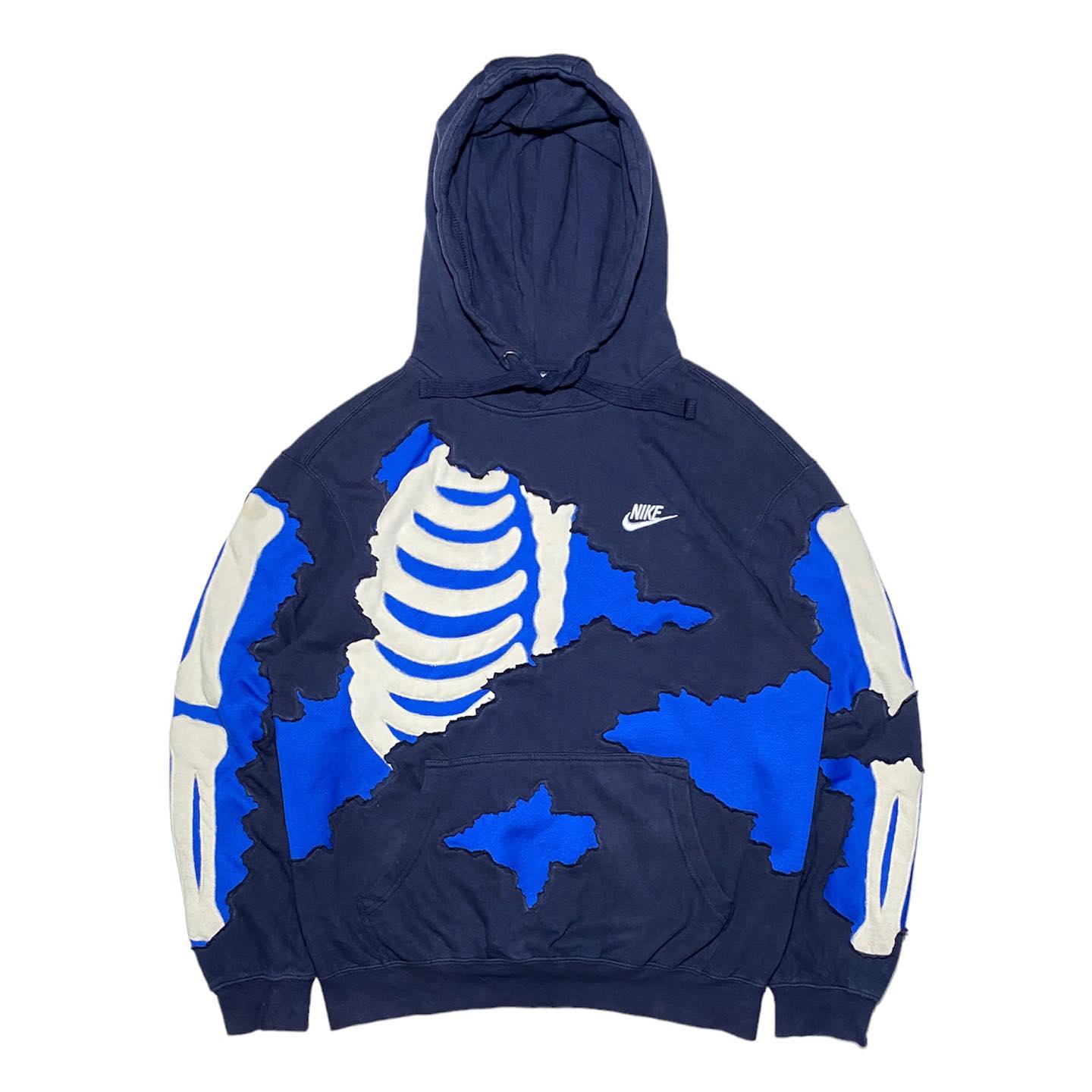 Reworked Nike Rip Skeleton Hoodie Black/Blue