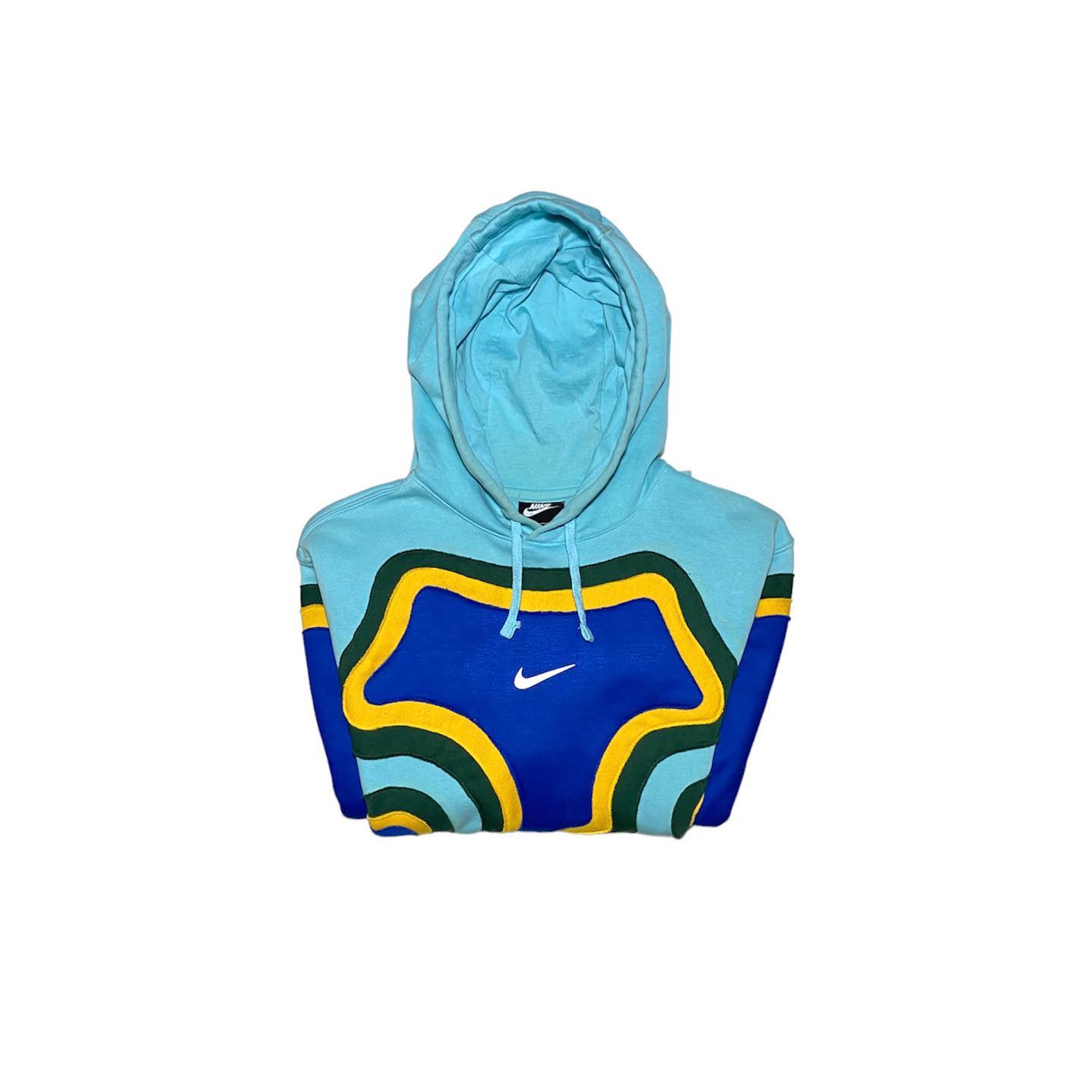 Reworked Nike Island Hoodie Blue/Yellow