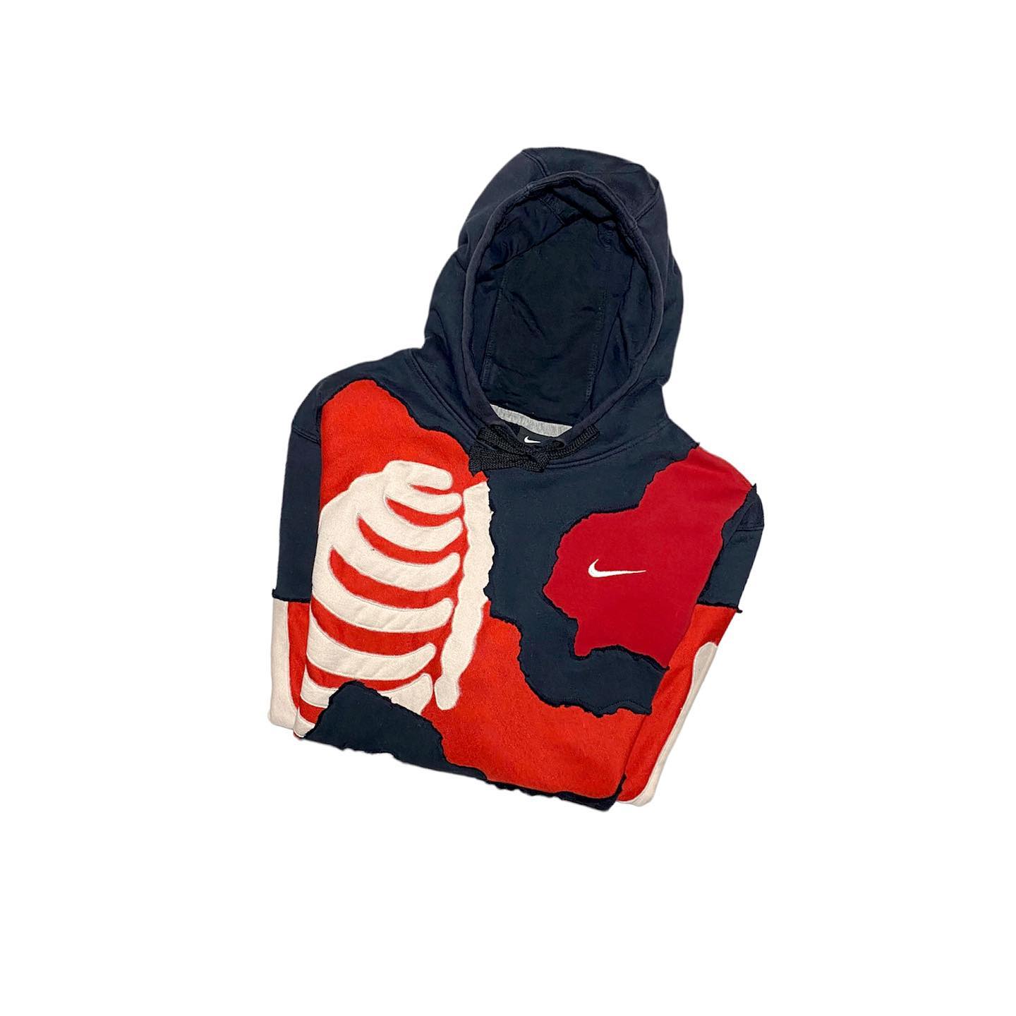 Reworked Nike Rip Skeleton Hoodie Black/Red