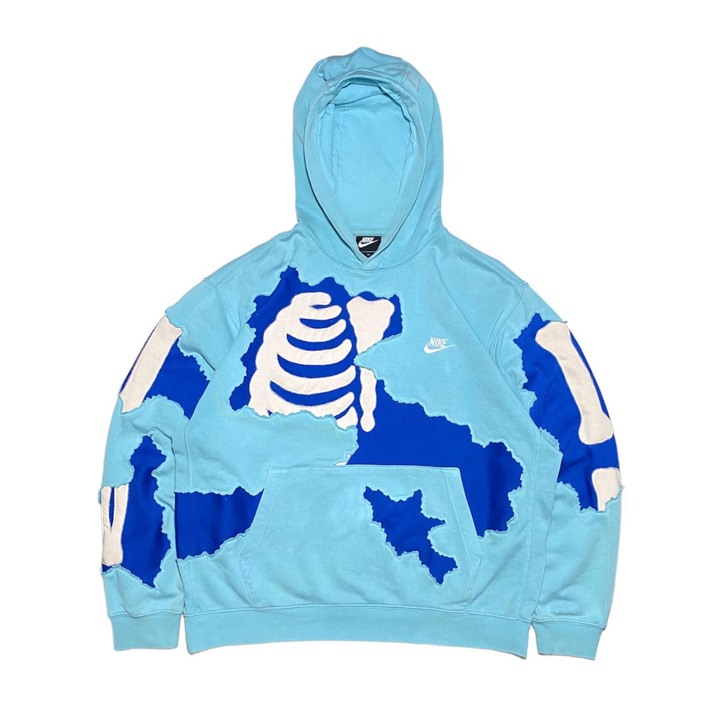 Reworked Nike Rip Skeleton Hoodie Skyblue/Blue