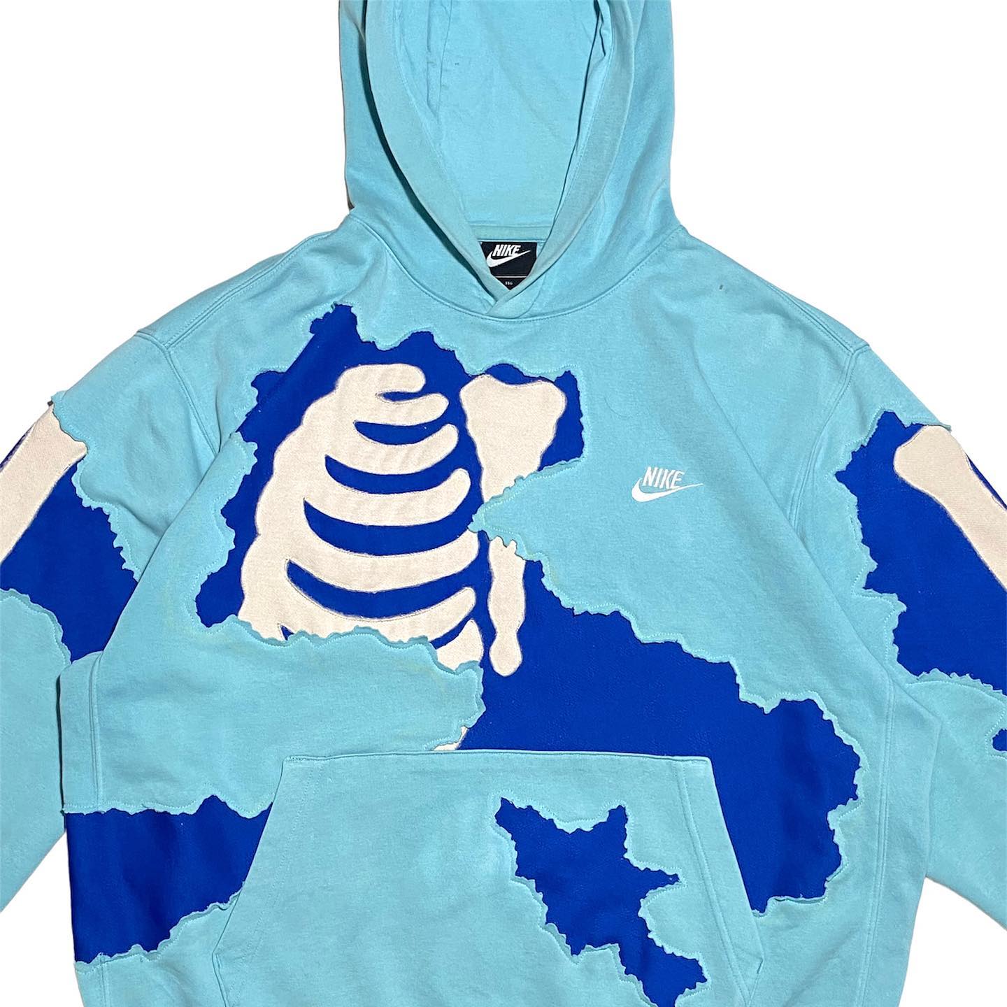 Reworked Nike Rip Skeleton Hoodie Skyblue/Blue