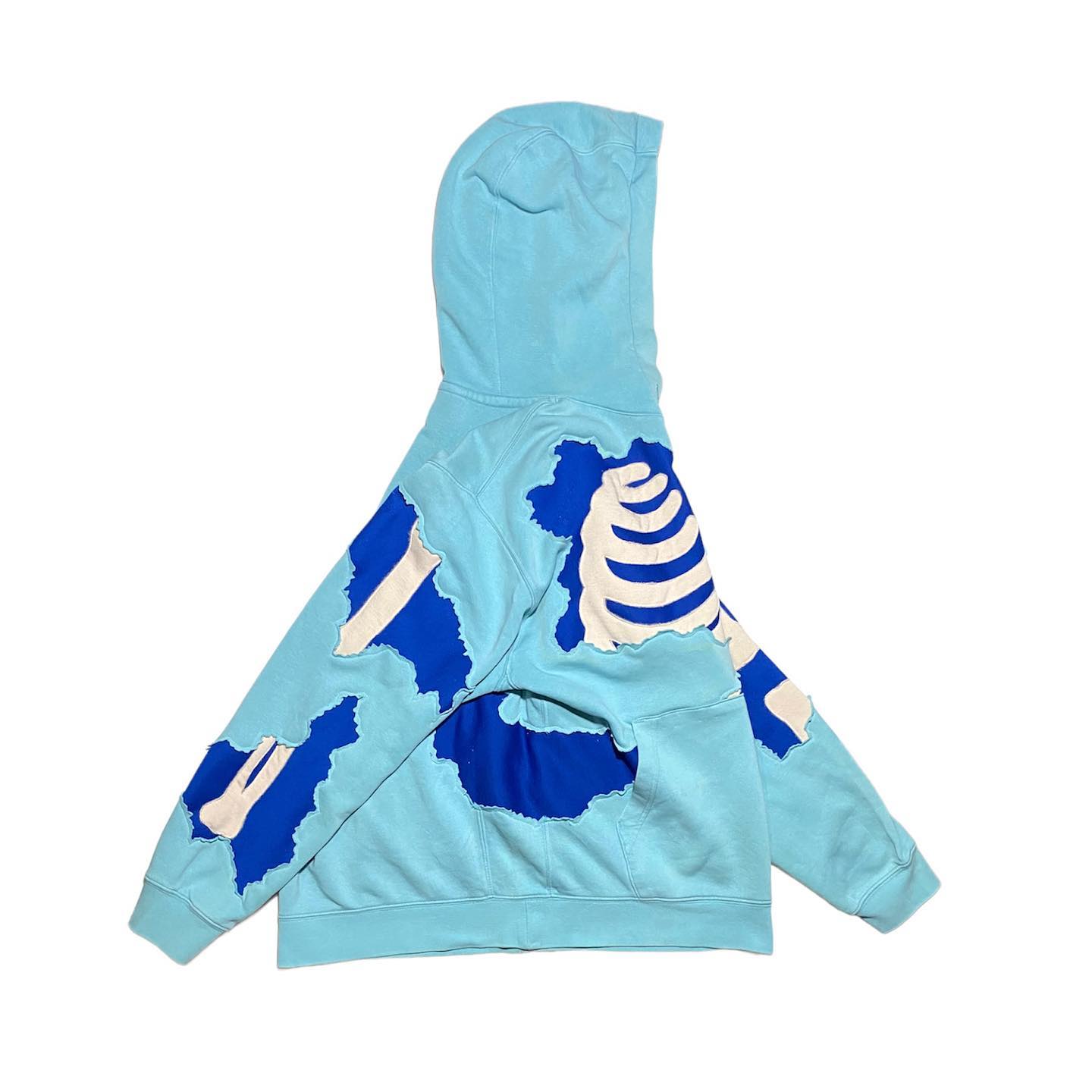 Reworked Nike Rip Skeleton Hoodie Skyblue/Blue