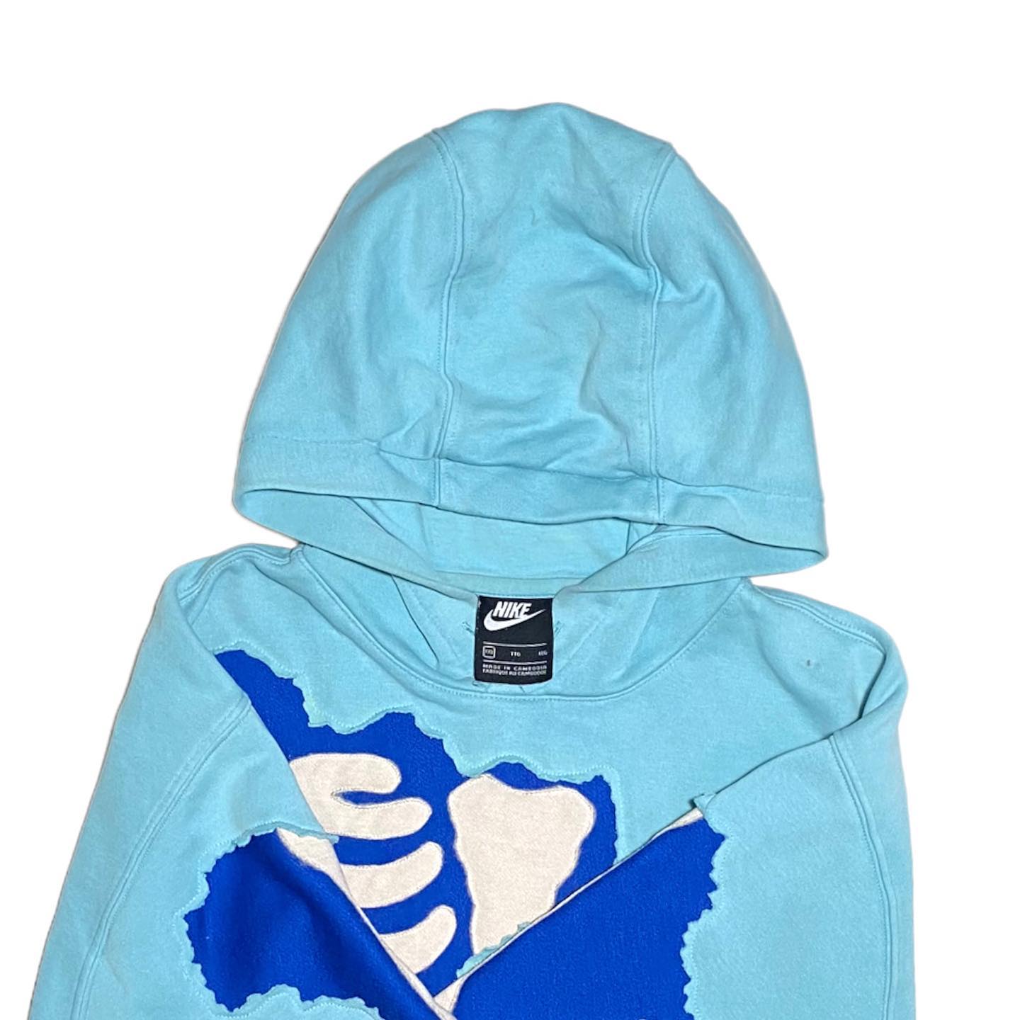 Reworked Nike Rip Skeleton Hoodie Skyblue/Blue