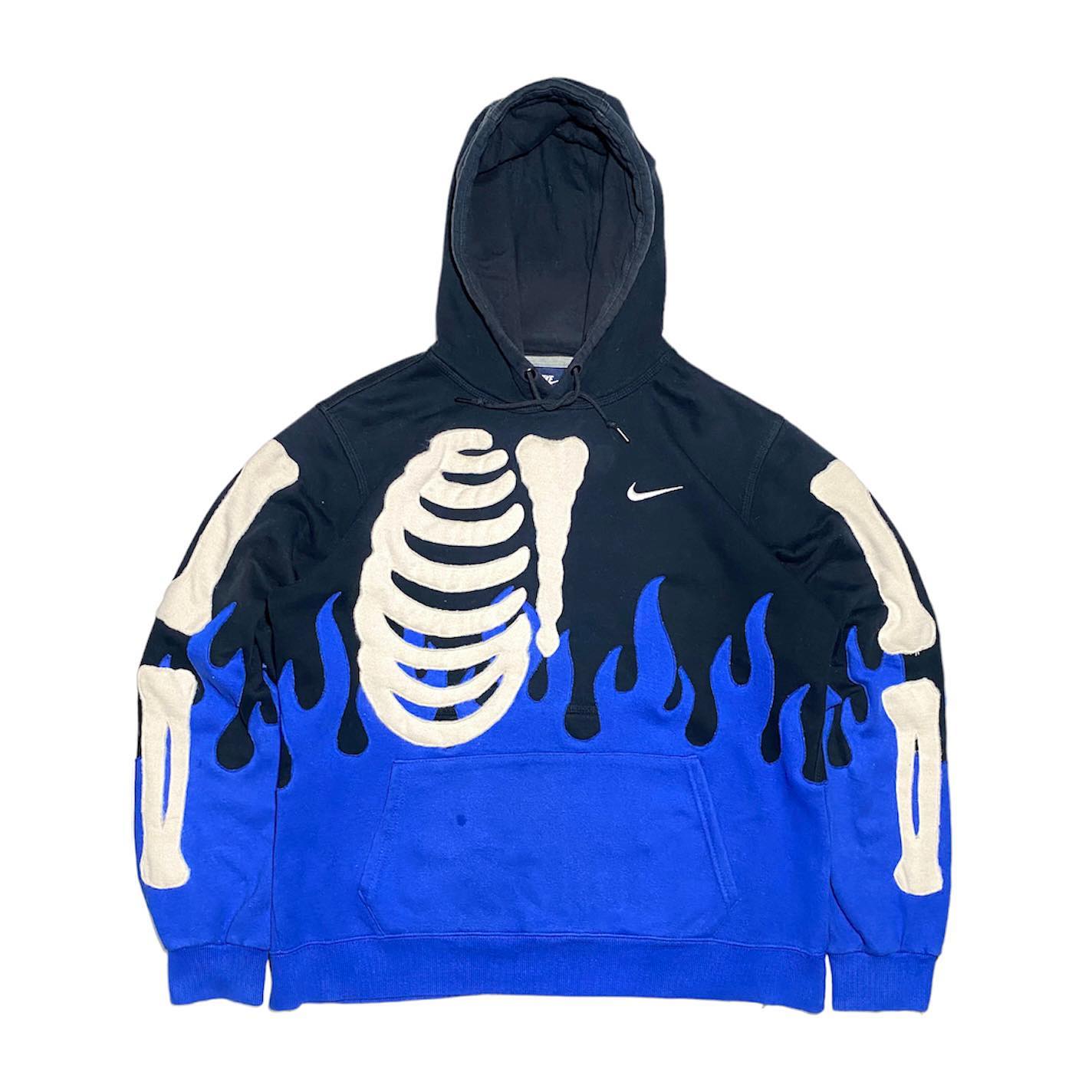 Reworked Nike Rip Skeleton Hoodie Flames