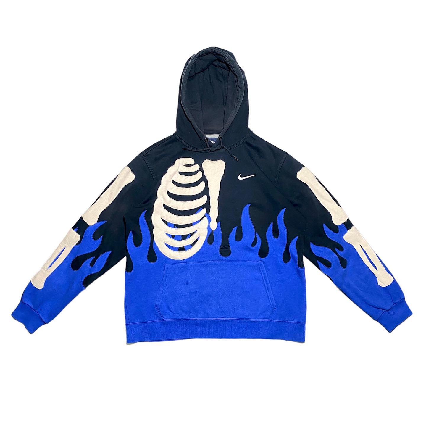 Reworked Nike Rip Skeleton Hoodie Flames