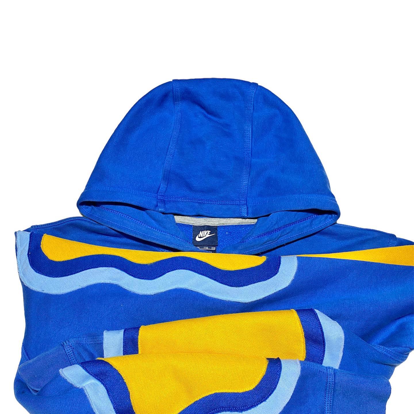 Reworked Nike Island Hoodie Blue/Skyblue/Yellow