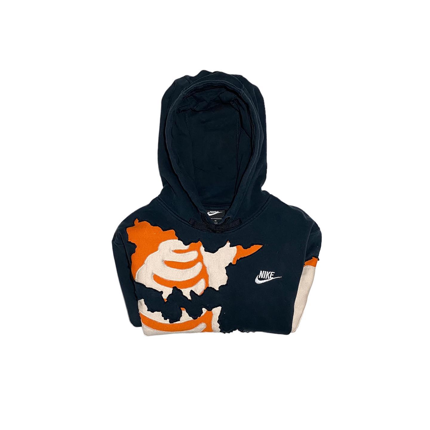 Reworked Nike Rip Skeleton Smiley Hoodie Black