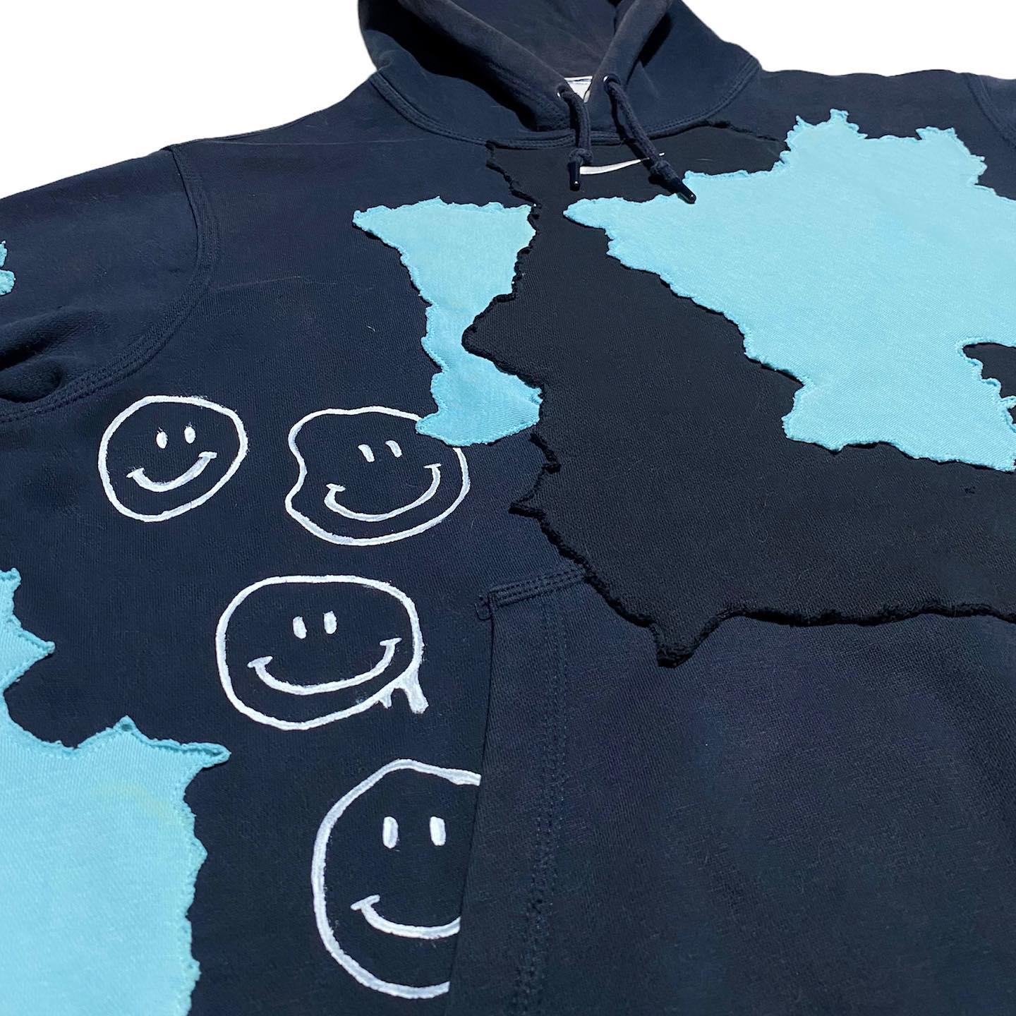 Reworked Nike Smiley Hoodie Black