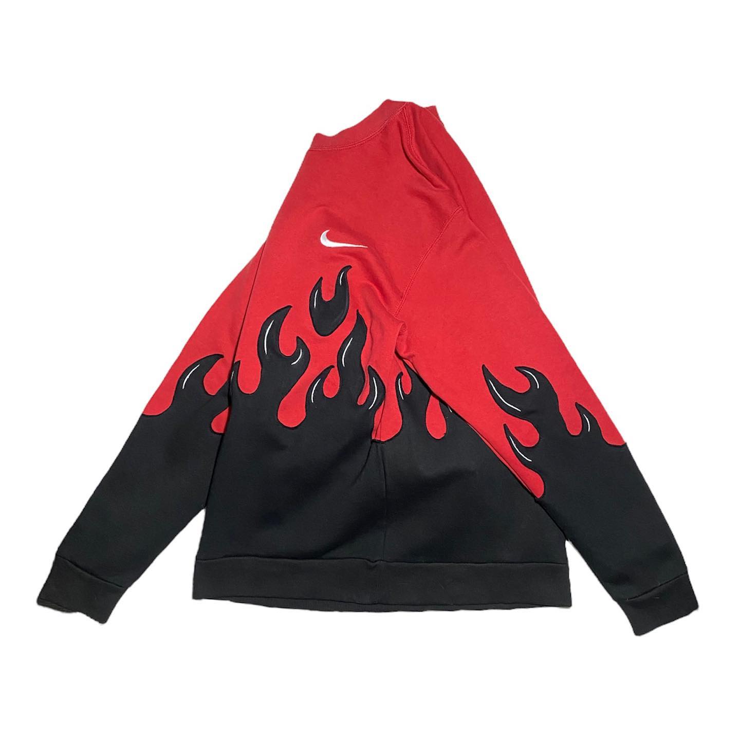 Reworked Nike Flame Sweatshirt Black/Red