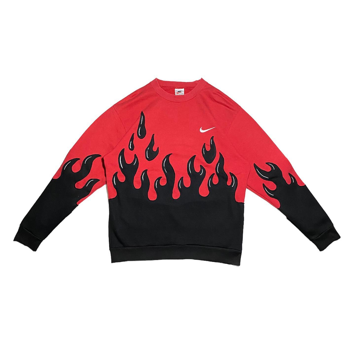 Reworked Nike Flame Sweatshirt Black/Red