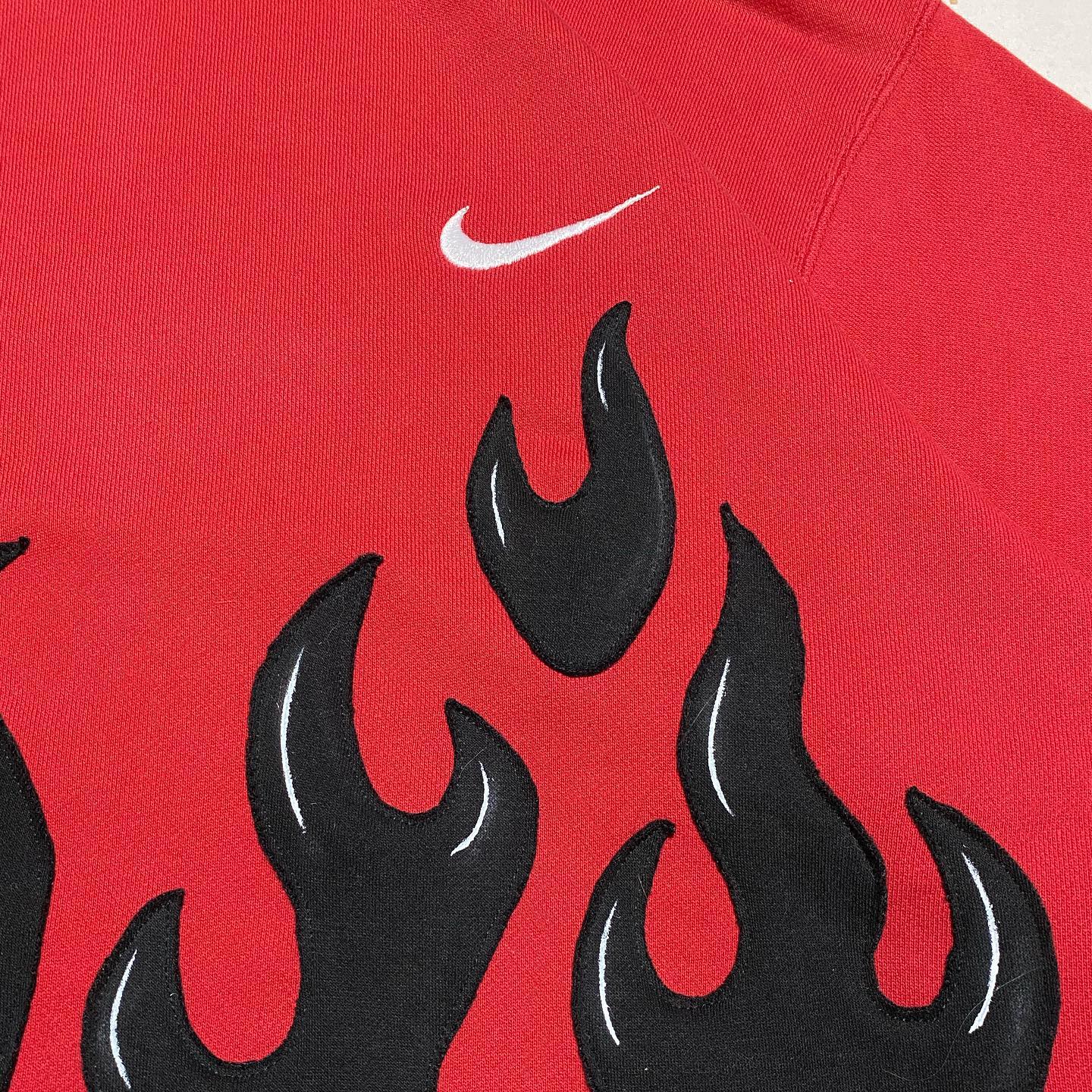 Reworked Nike Flame Sweatshirt Black/Red