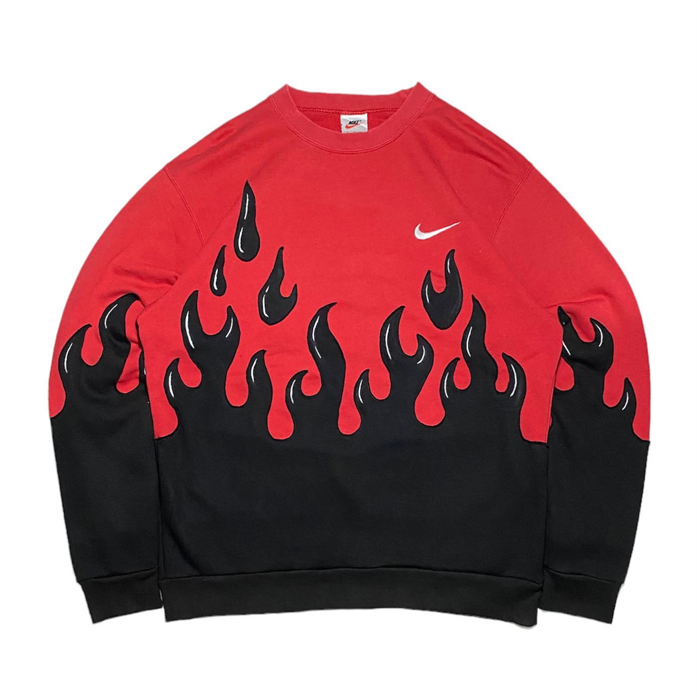 Reworked Nike Flame Sweatshirt Black/Red