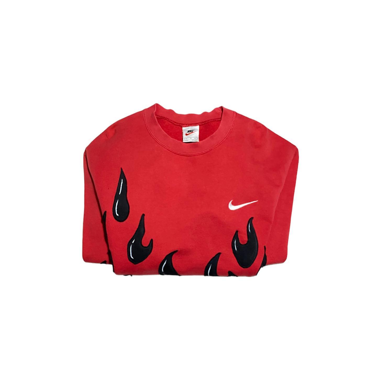 Reworked Nike Flame Sweatshirt Black/Red