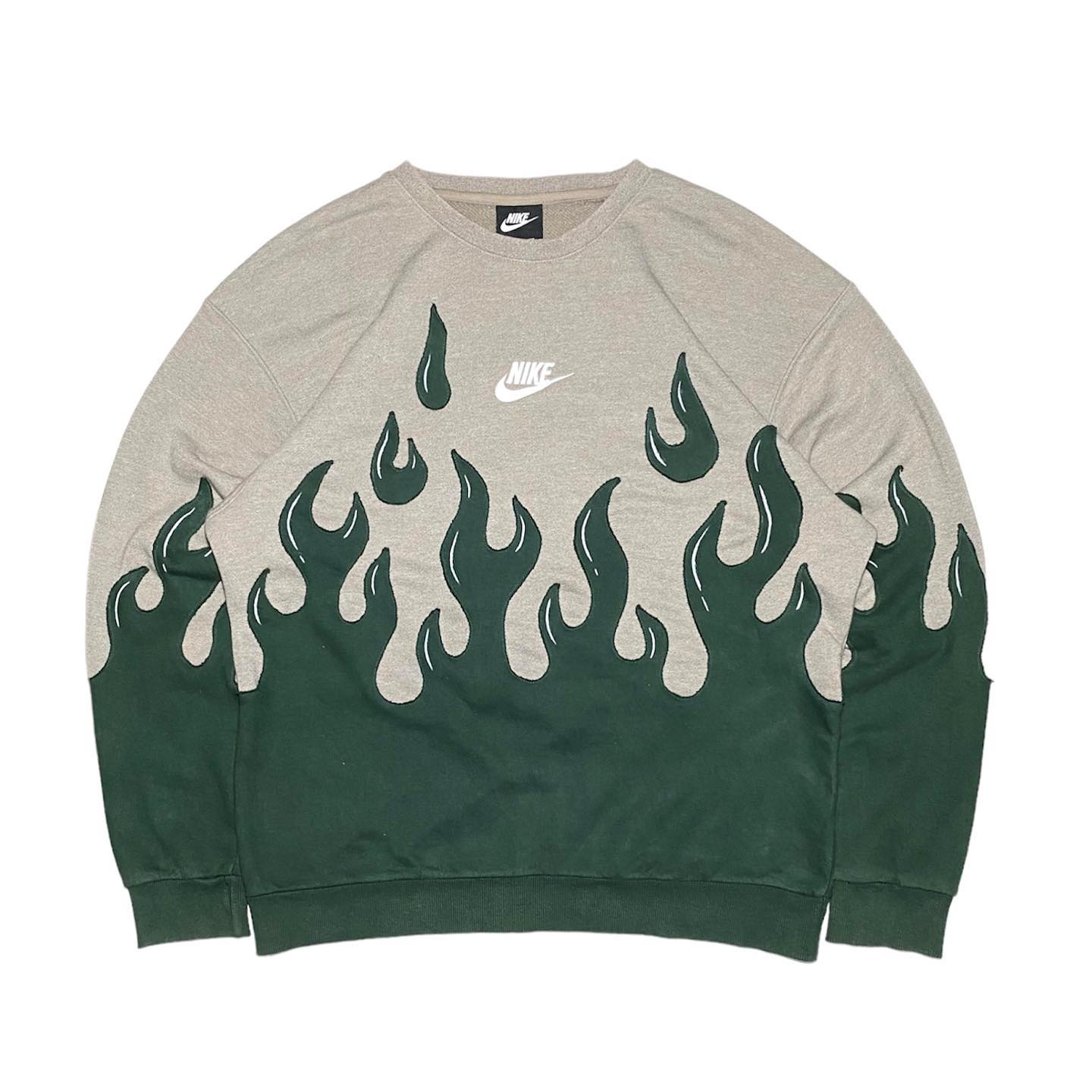 Reworked Nike Flames Sweatshirt Gray/Green