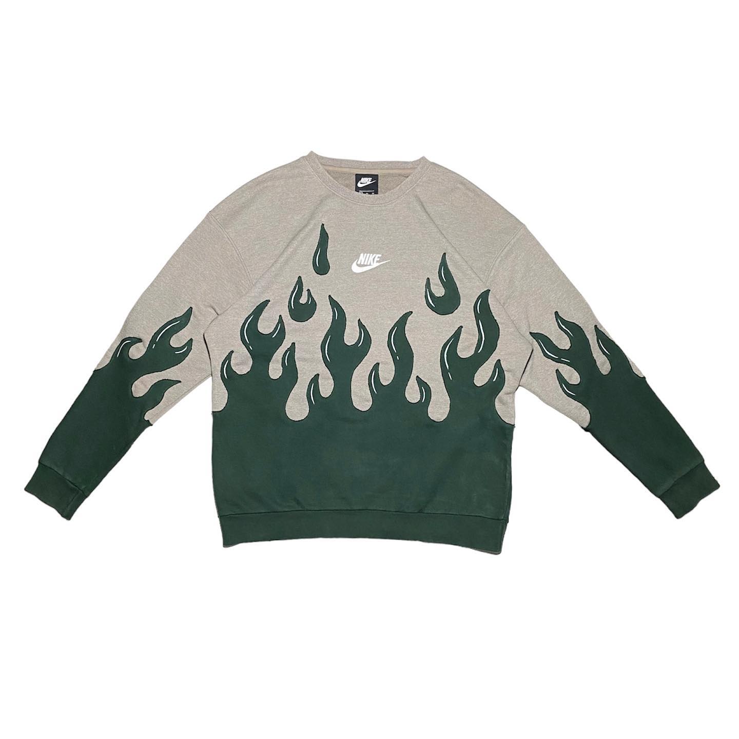 Reworked Nike Flames Sweatshirt Gray/Green