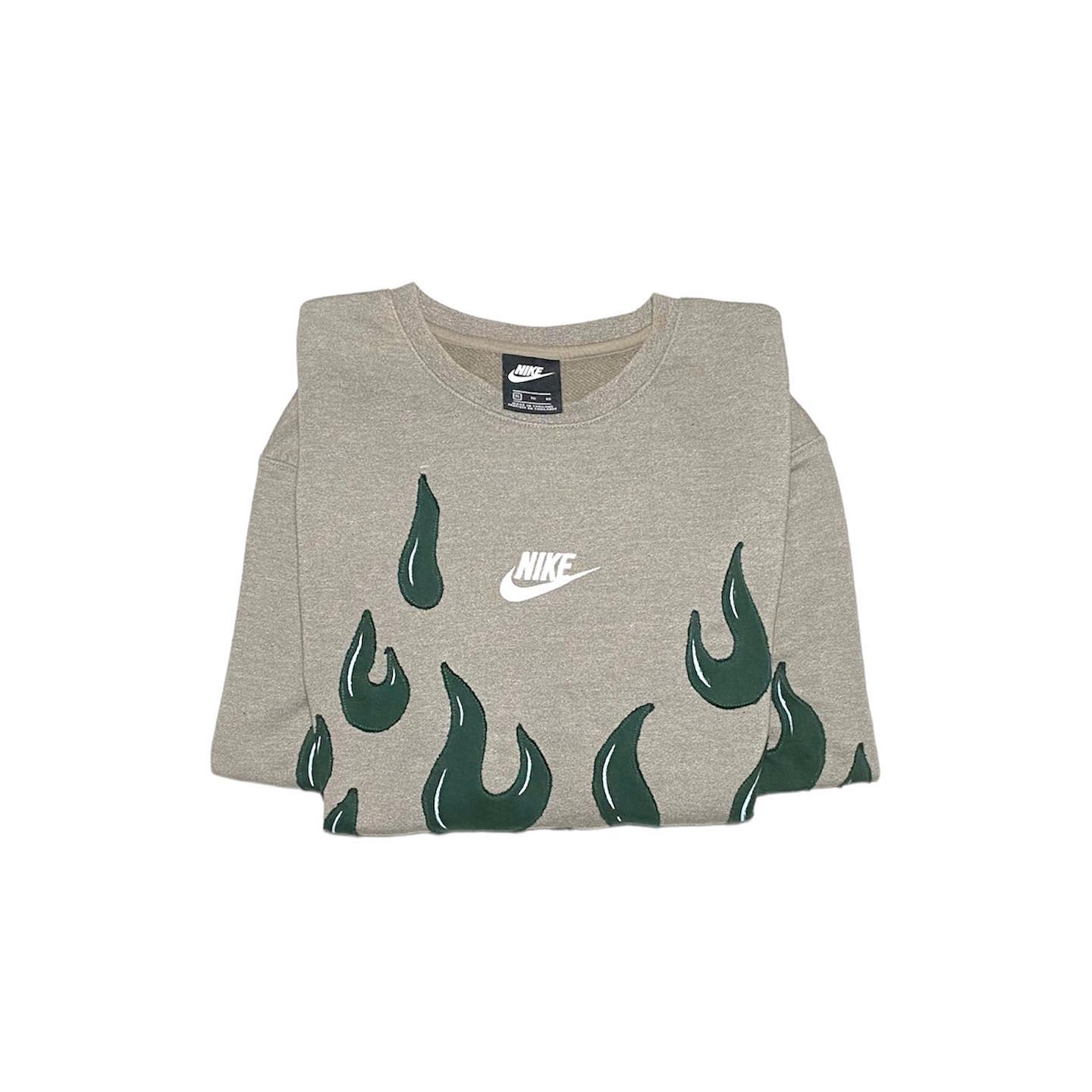 Reworked Nike Flames Sweatshirt Gray/Green