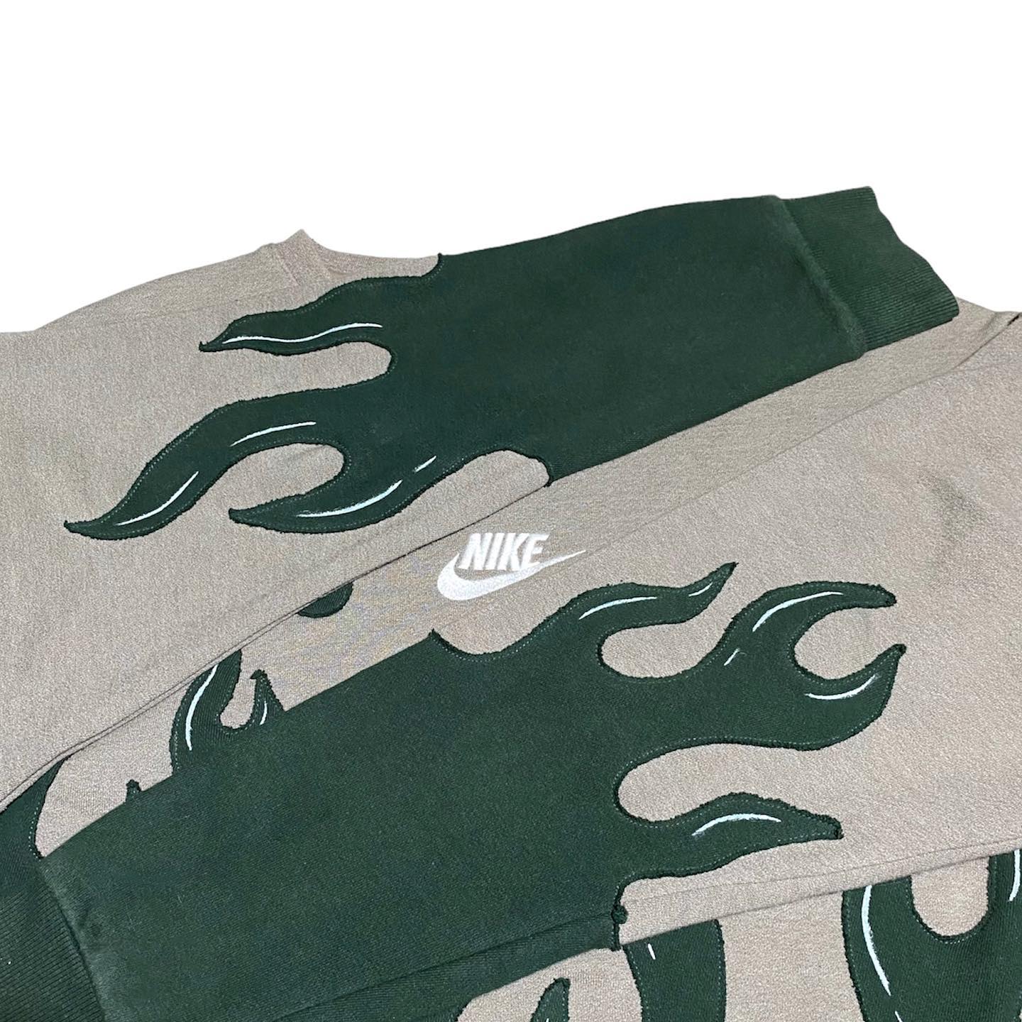 Reworked Nike Flames Sweatshirt Gray/Green