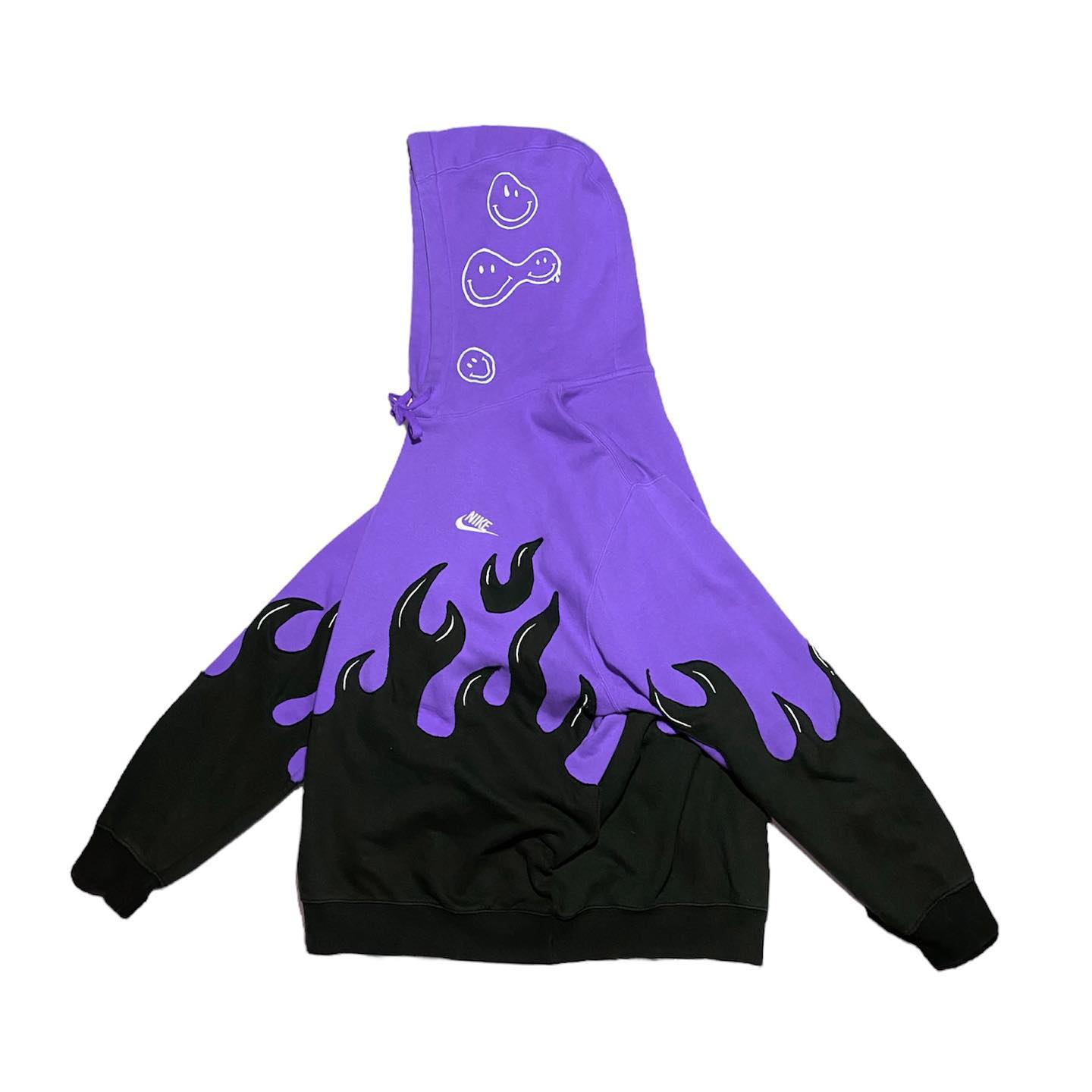 Reworked Nike Flames Hoodie Violet/Black