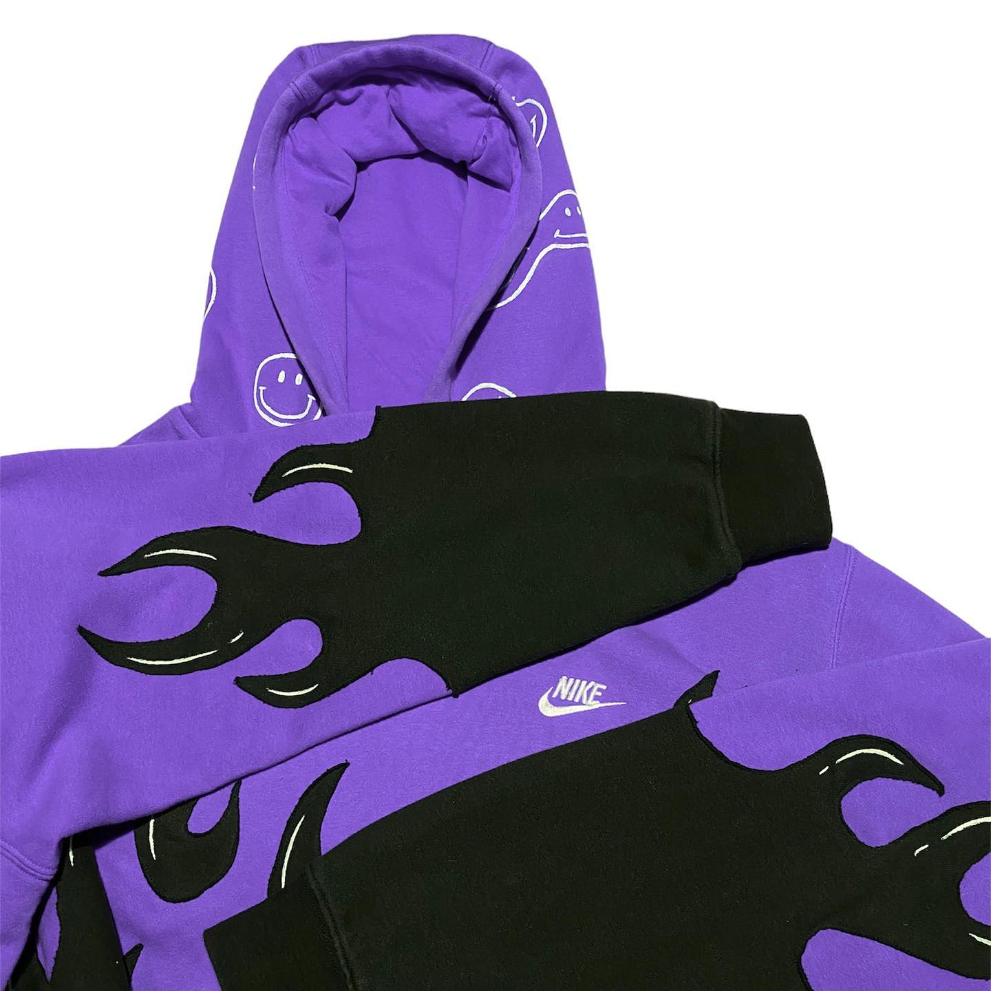 Reworked Nike Flames Hoodie Violet/Black