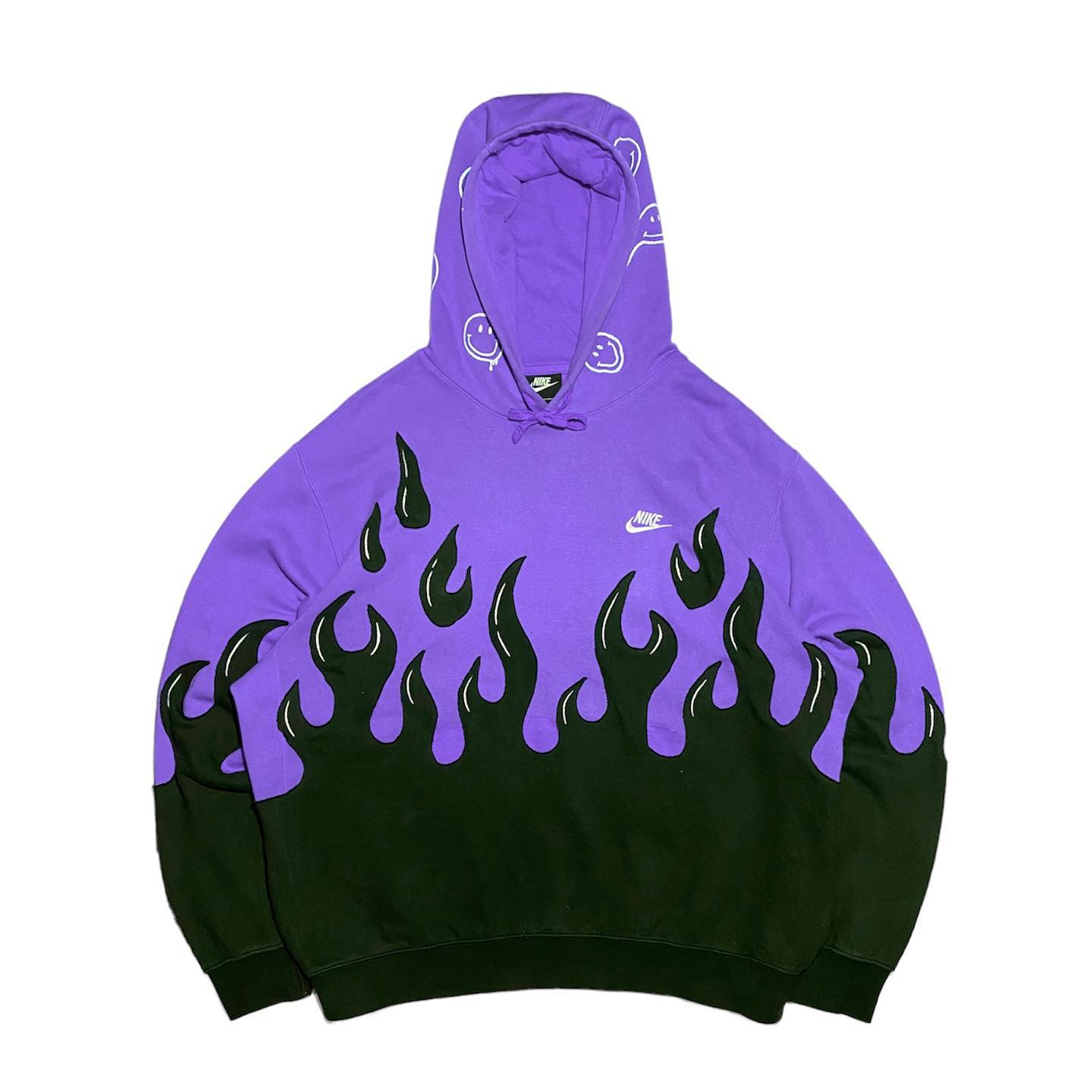 Reworked Nike Flames Hoodie Violet/Black