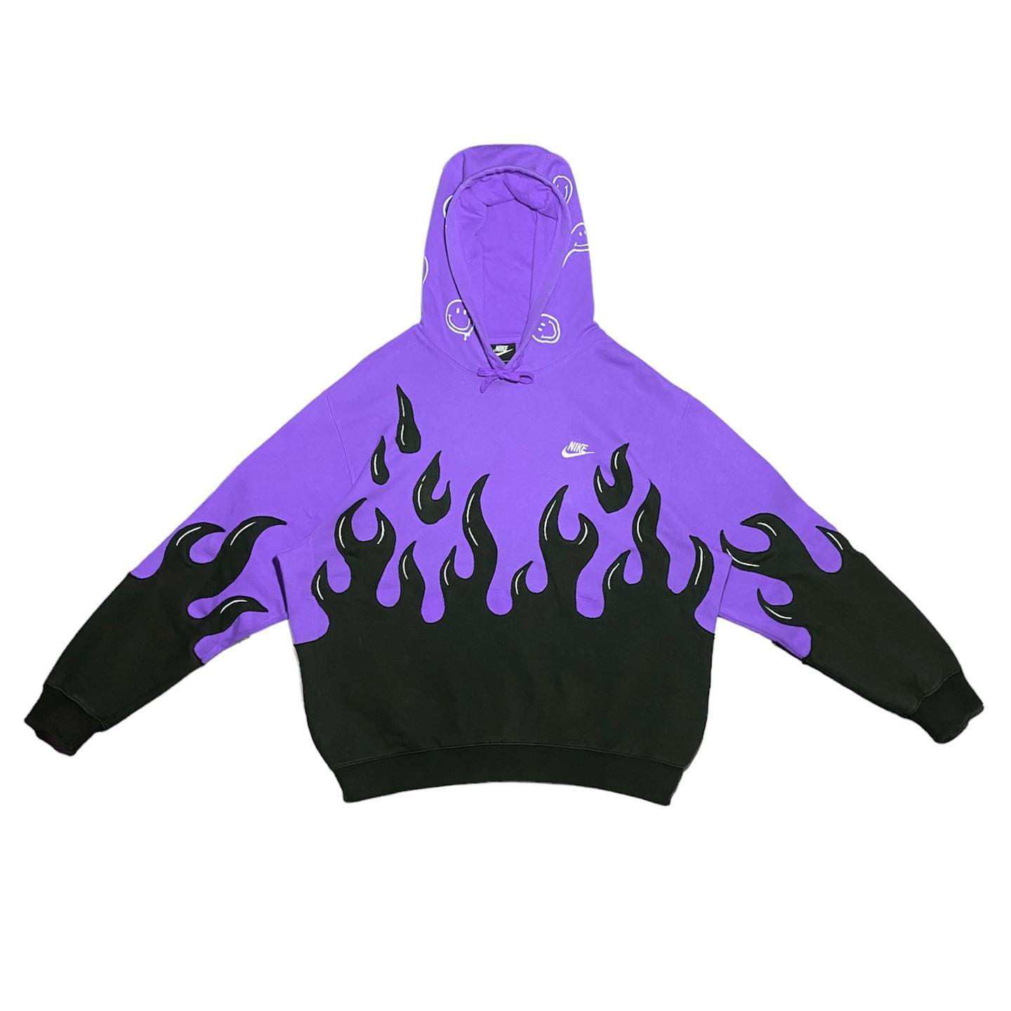 Reworked Nike Flames Hoodie Violet/Black