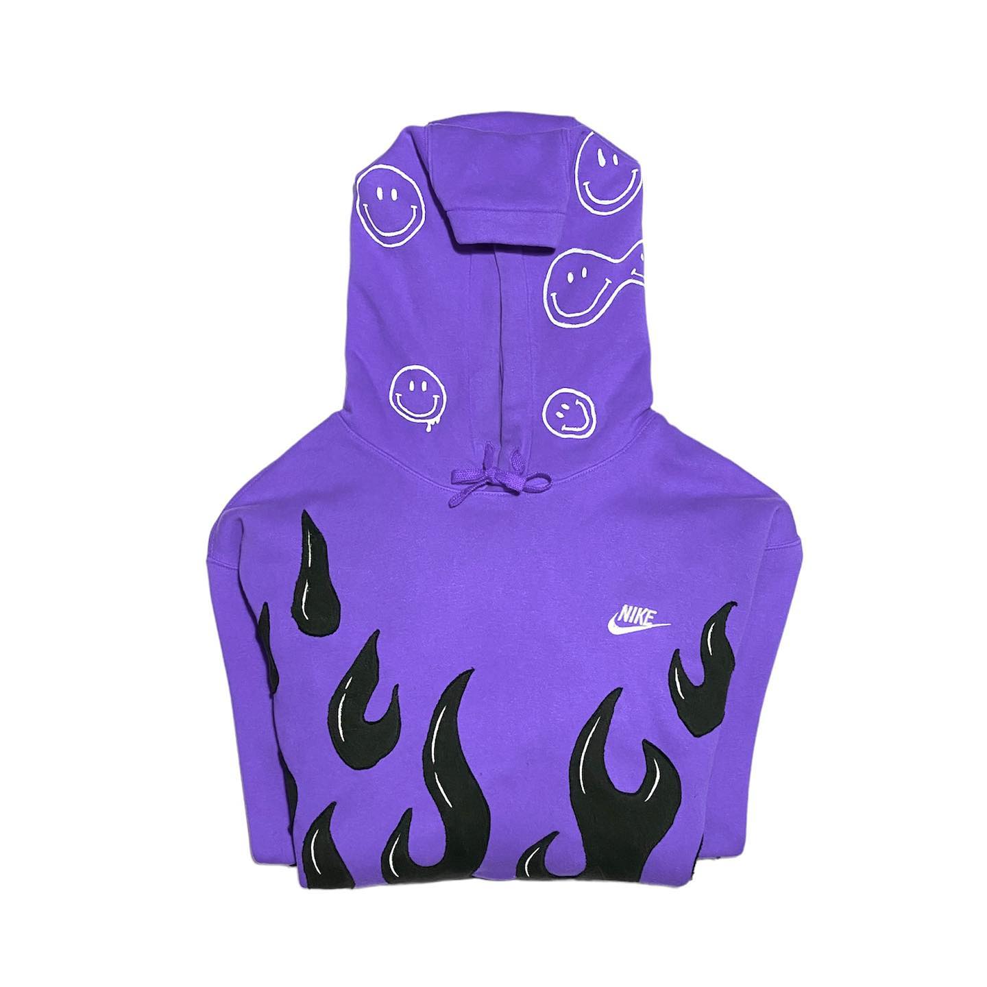 Reworked Nike Flames Hoodie Violet/Black